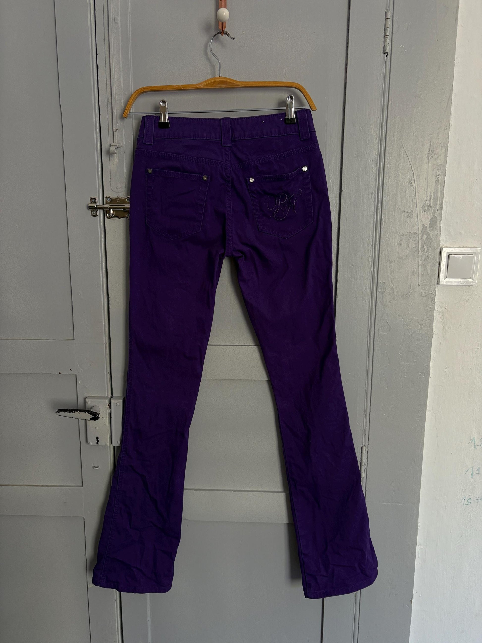 Vintage Pedro del Hierro Sport purple denim pants, Spanish designer jeans, low waist Y2K skinny fit, 90s sexy millennial style, Barbiecore,
