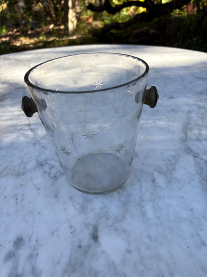 Vintage Star-Etched Glass Ice Bucket — back view