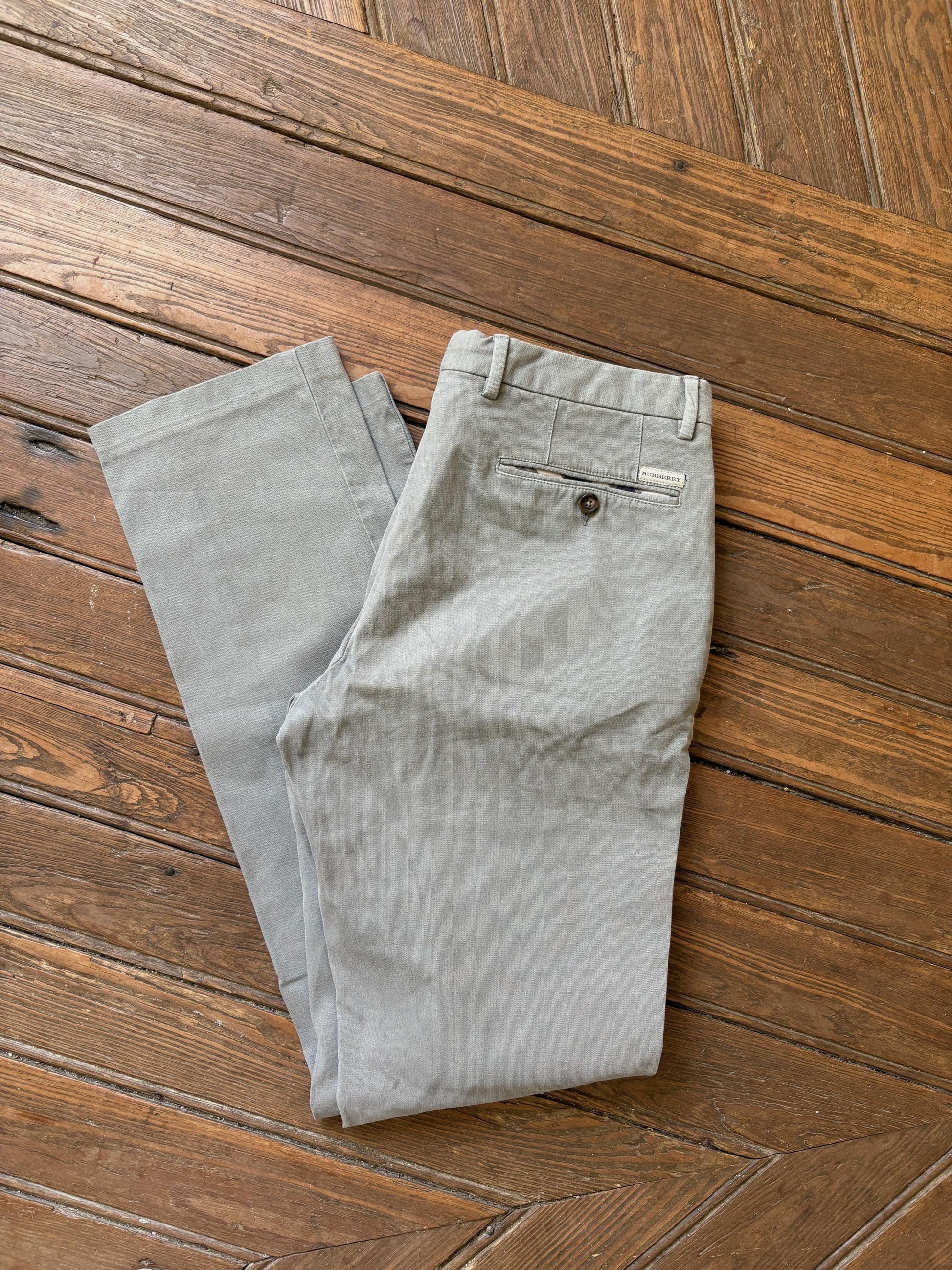 Vintage Burberry London MEN pants, Grey - Beige High luxury brand second hand trousers, Slim fit cotton pants, Size 46