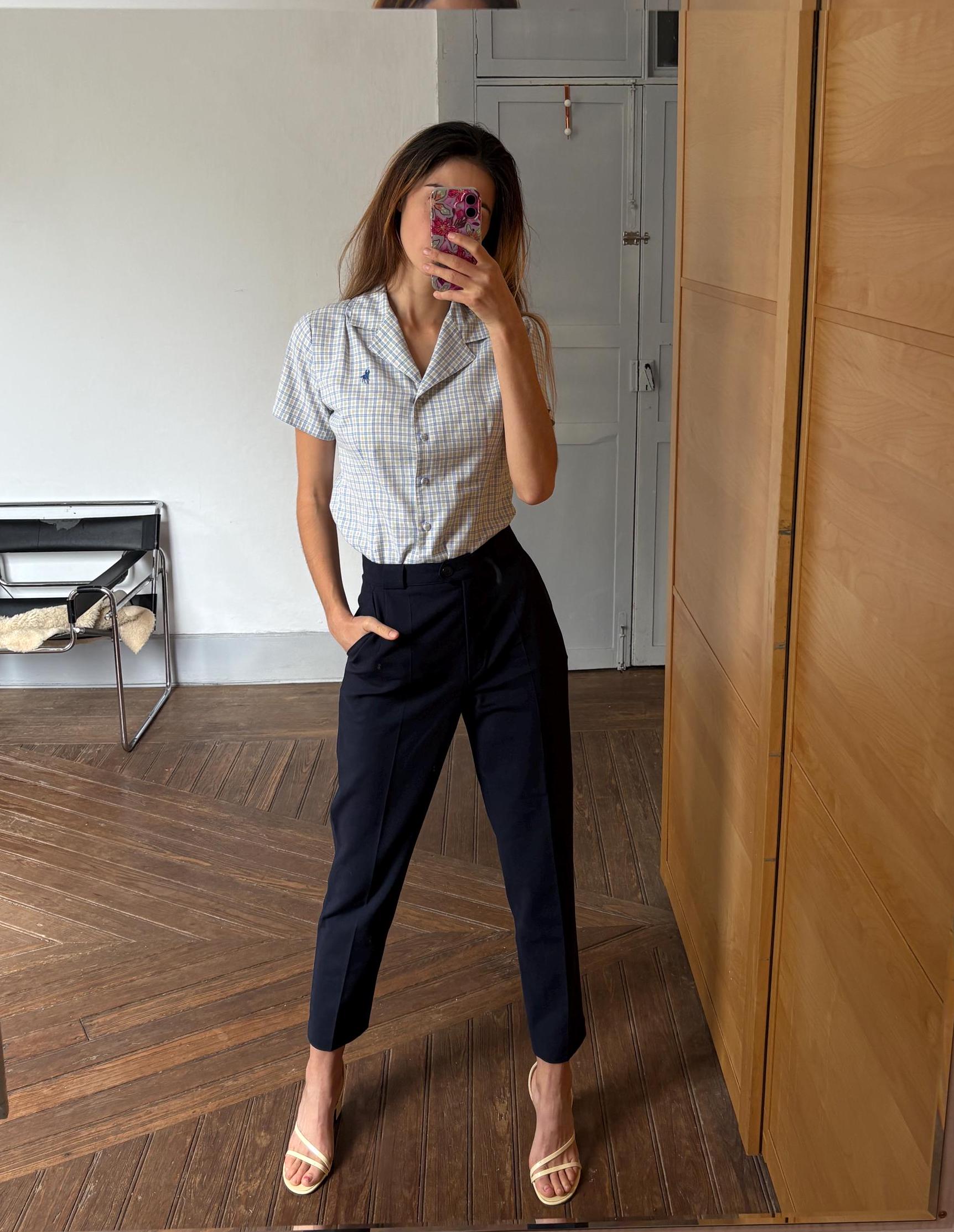 Vintage luxury black high waist cropped leg trousers, Dark academia style trousers, 100 % Pure wool High waist Elegant formal pants, XS