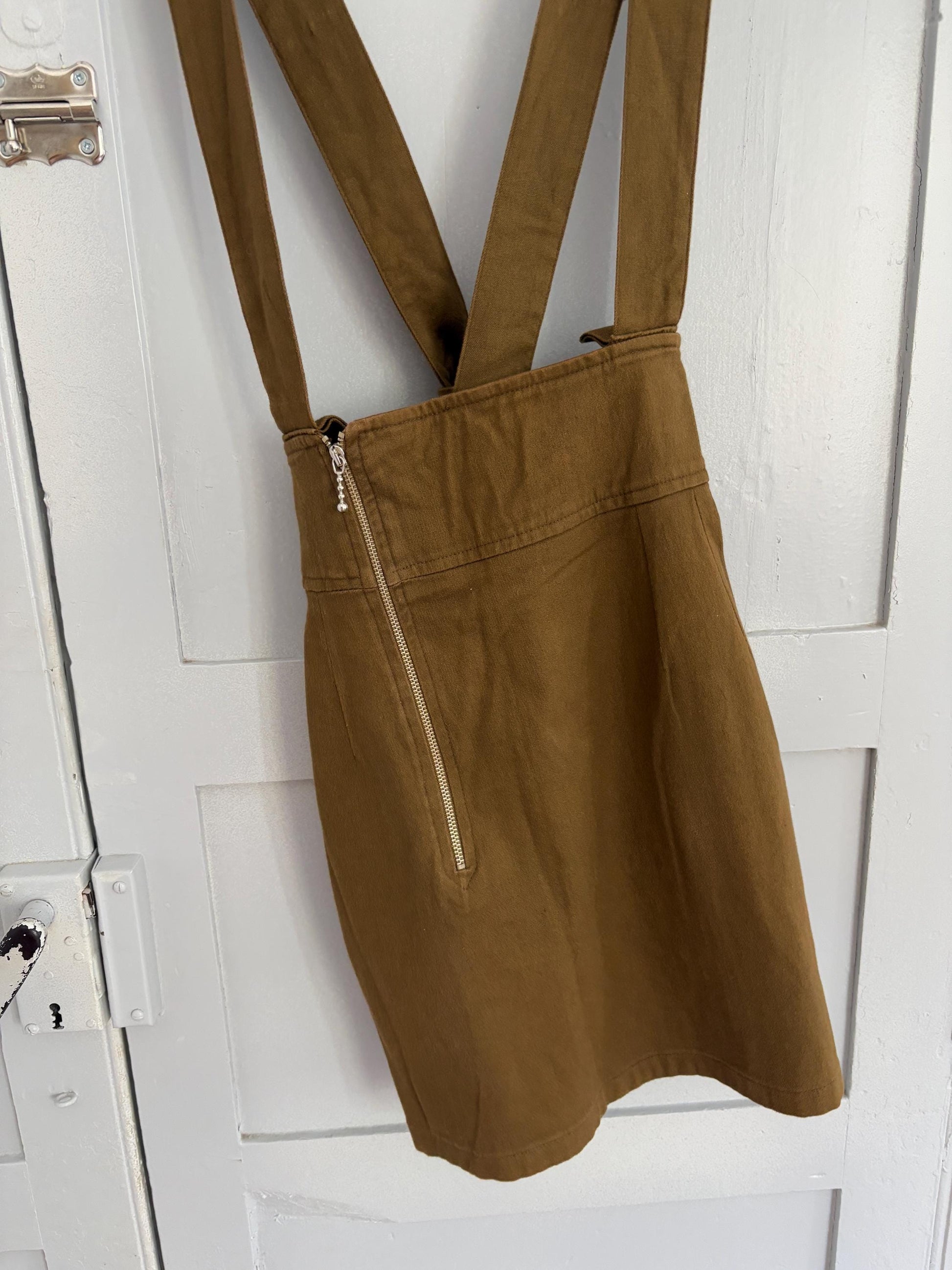 Vintage Stefanel kaki skirt with straps, Sexy tight mini skirt, Italian designer fashion