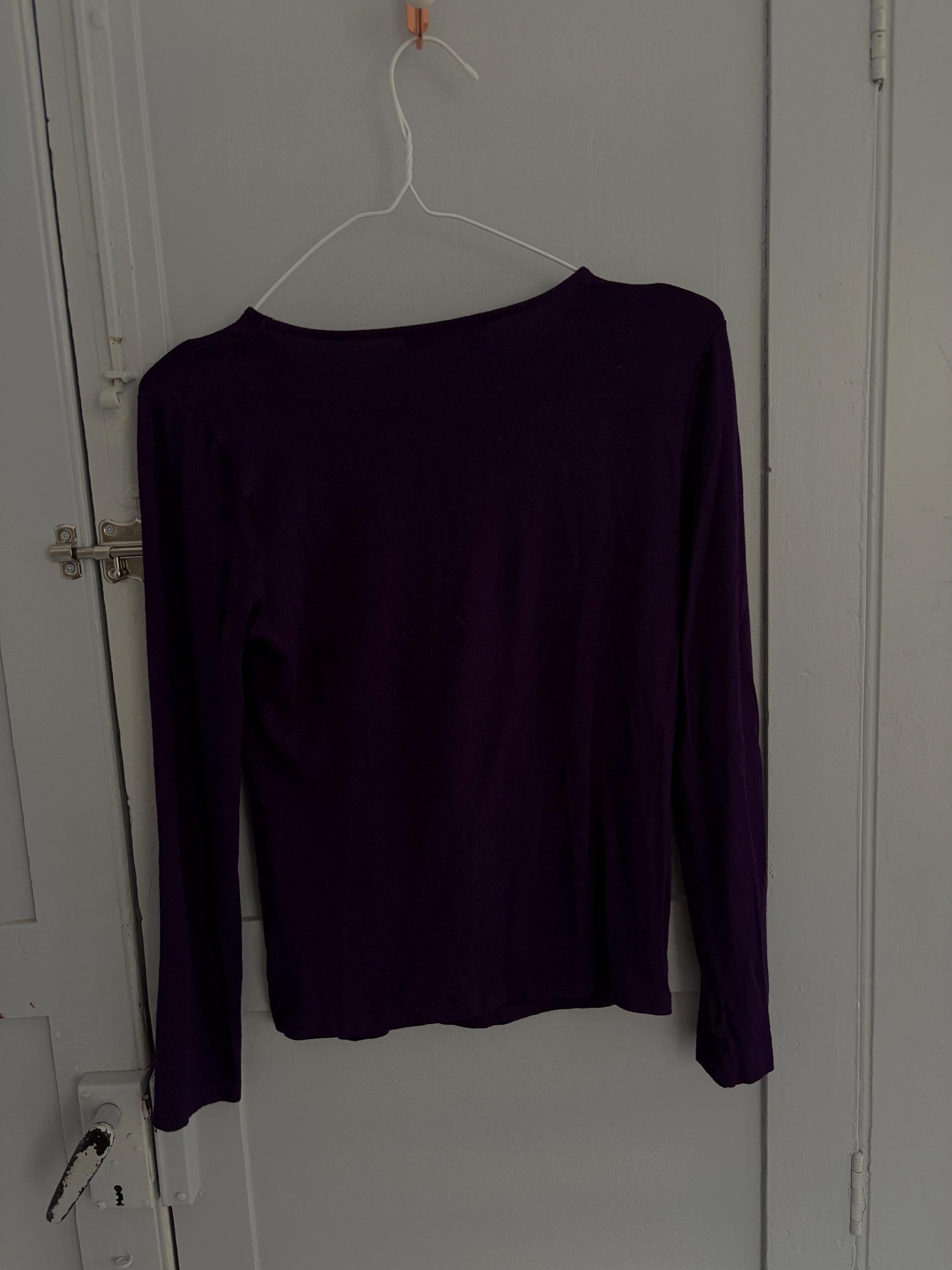 Vintage Lauren Ralph Lauren purple long sleeve woman shirt, Super soft raisin crew neck jersey, Size S