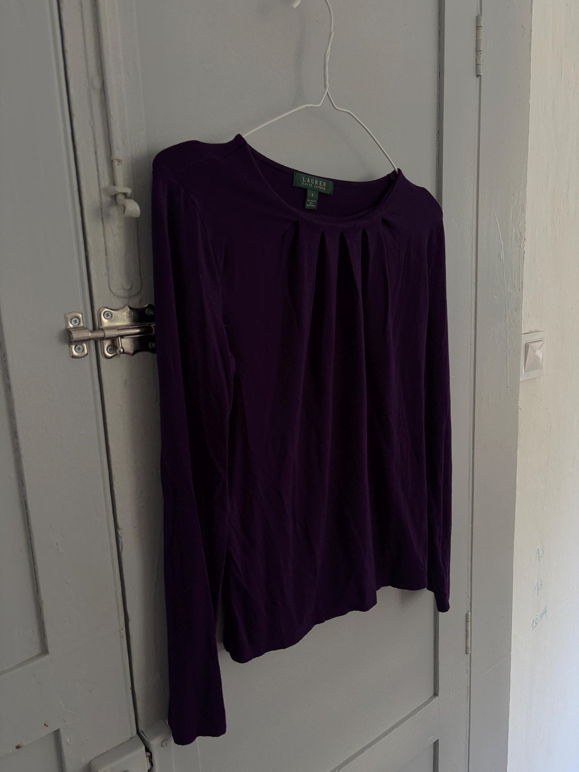 Vintage Lauren Ralph Lauren purple long sleeve woman shirt, Super soft raisin crew neck jersey, Size S