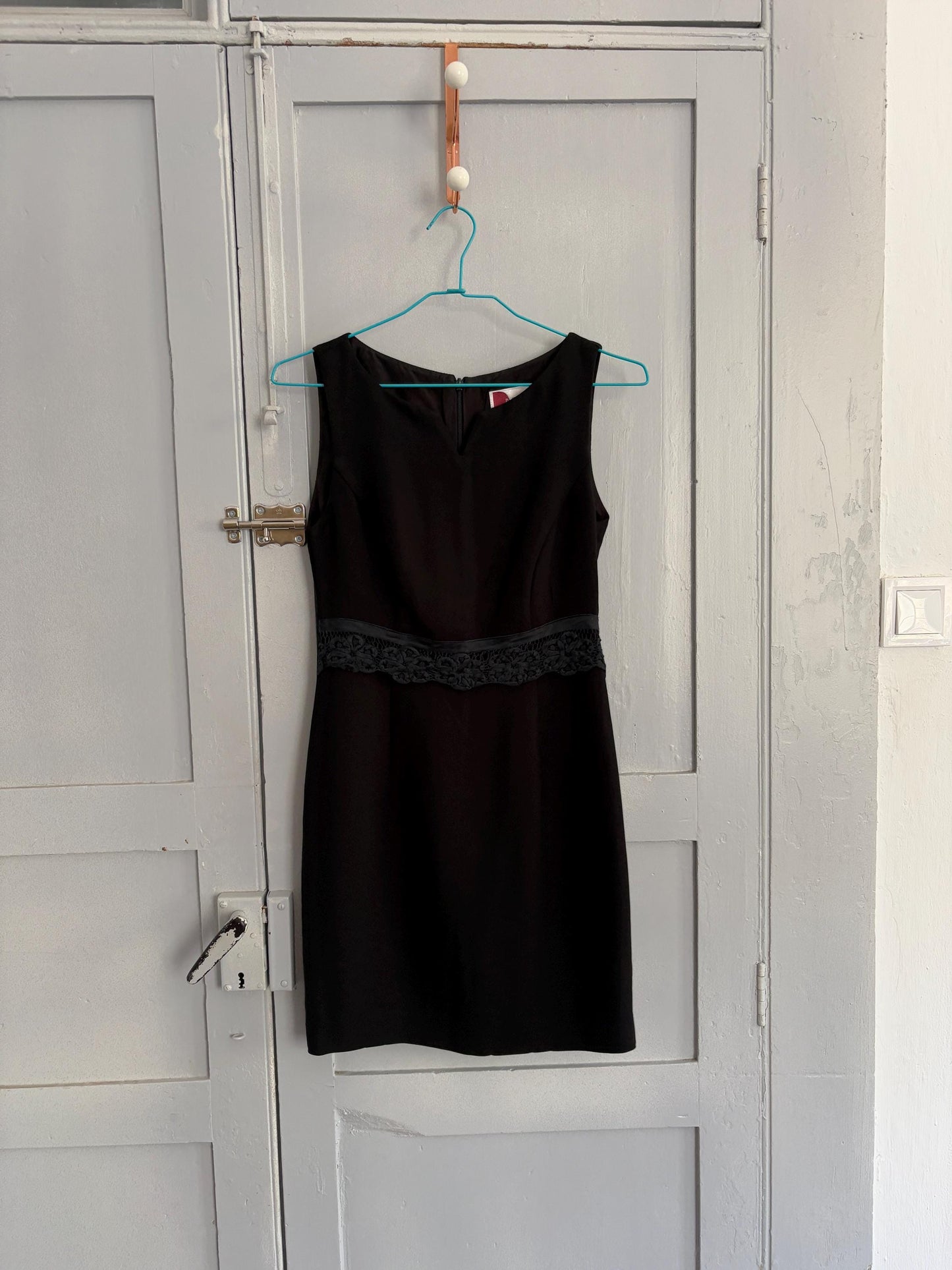 Vintage luxury designer black formal mini dress, Elegant El Corte Ingles short dress, Made in England, Size XS