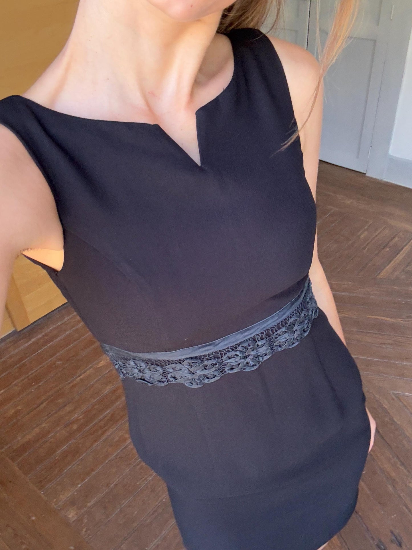 Vintage luxury designer black formal mini dress, Elegant El Corte Ingles short dress, Made in England, Size XS