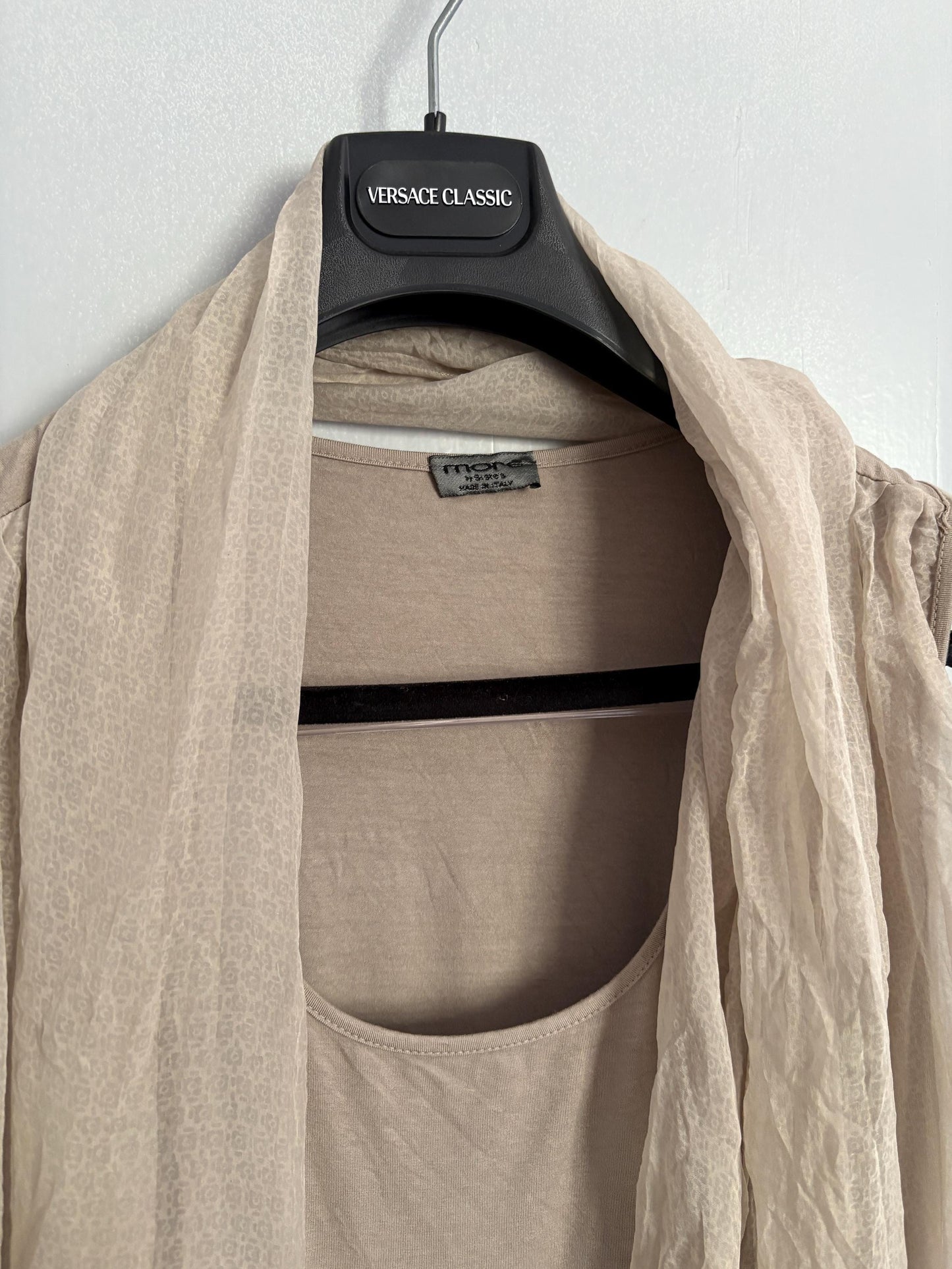 Vintage 100 % silk Light Grey Mini Dress | Soft Elastic Minimalist Style, Basic futuristic wrap around sleeveless summer dress, Size S