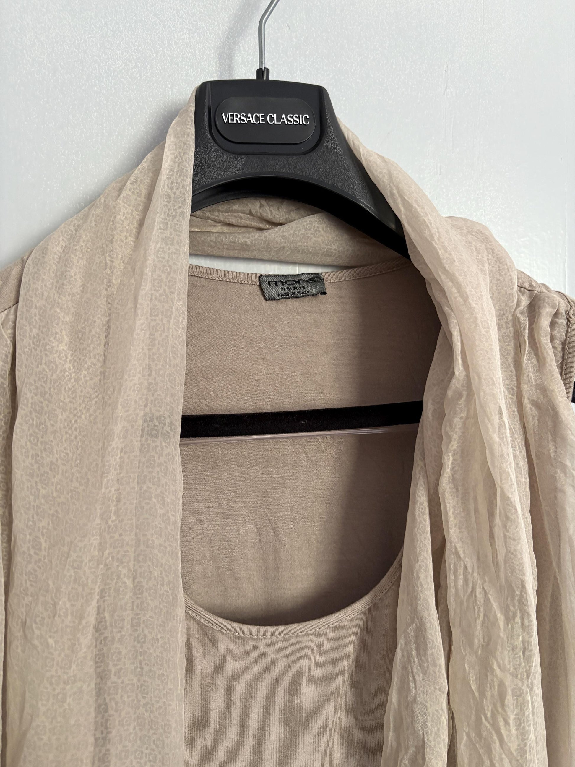 Vintage 100 % silk Light Grey Mini Dress | Soft Elastic Minimalist Style, Basic futuristic wrap around sleeveless summer dress, Size S