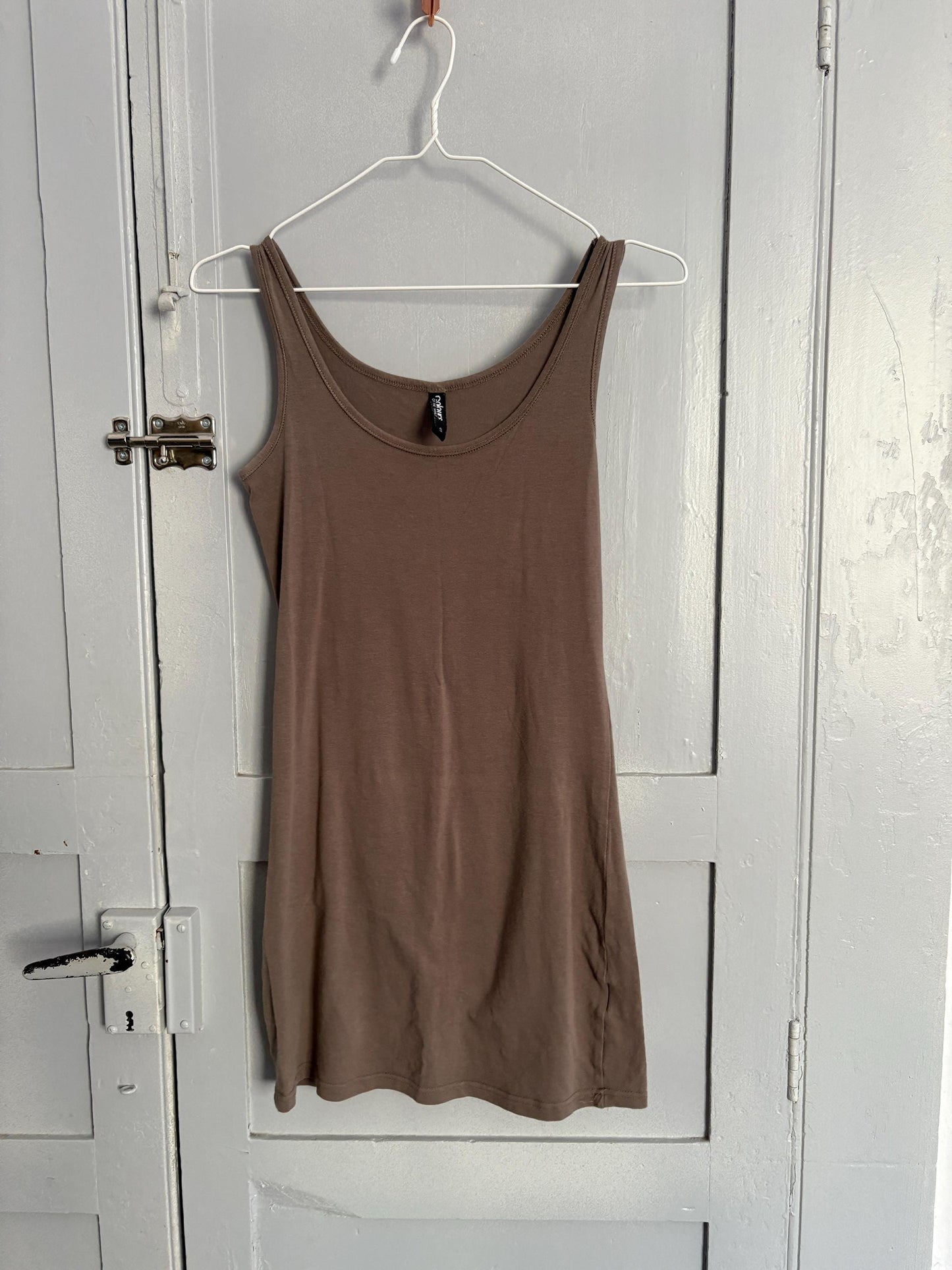 Sexy short Light brown dress Dress | Soft Elastic Minimalist Style summer outfit, Basic simple brown tight feminine curve dress