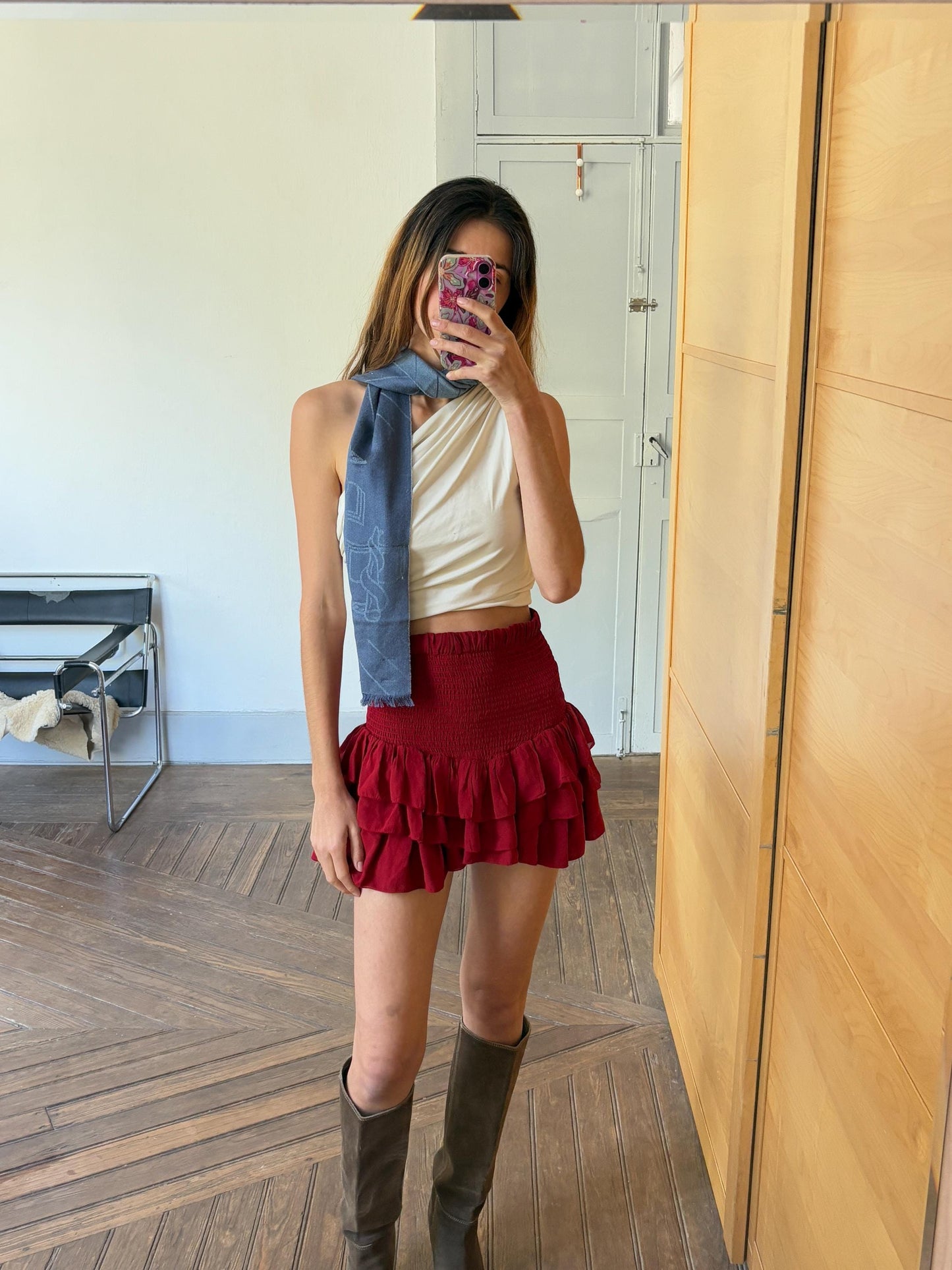 Super soft Silk & cashmere blend blue scarf, luxury Apothecary scarf, Gift for medicine student, Doctor winter wear