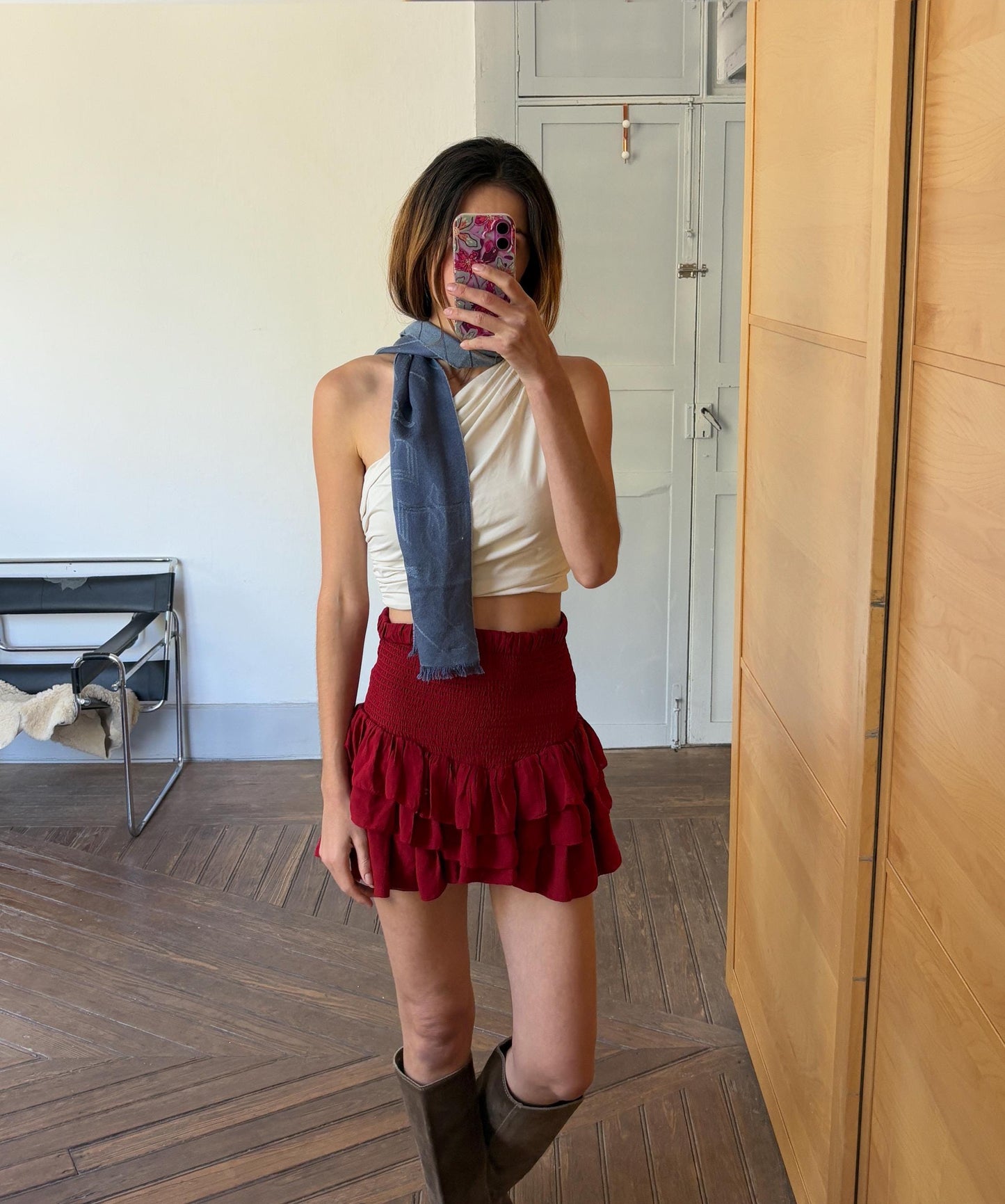 Super soft Silk & cashmere blend blue scarf, luxury Apothecary scarf, Gift for medicine student, Doctor winter wear