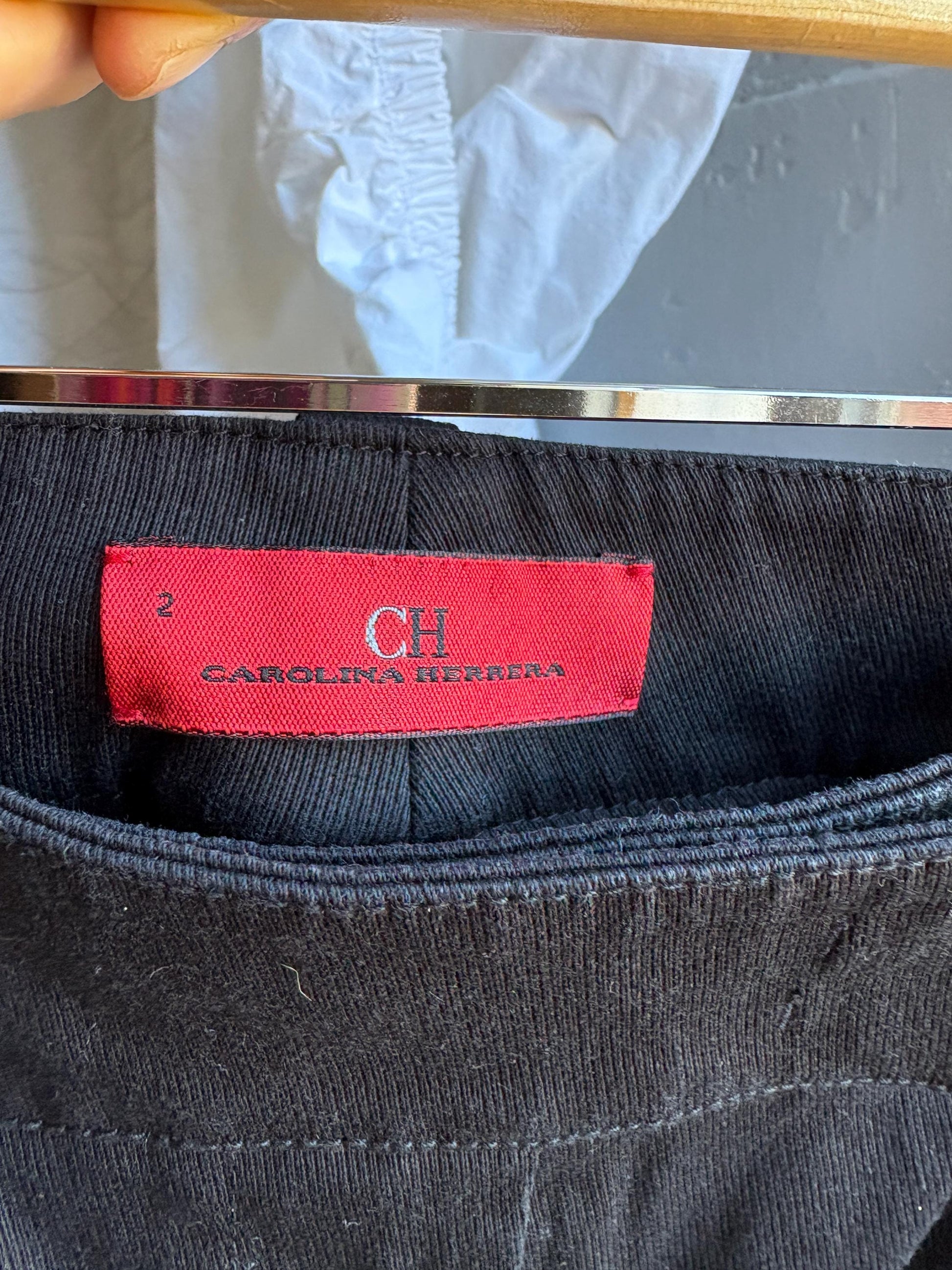 Vintage black Carolina Herrera pants, Mid waist skinny jeans, Luxury Spanish designer trousers, XS - S