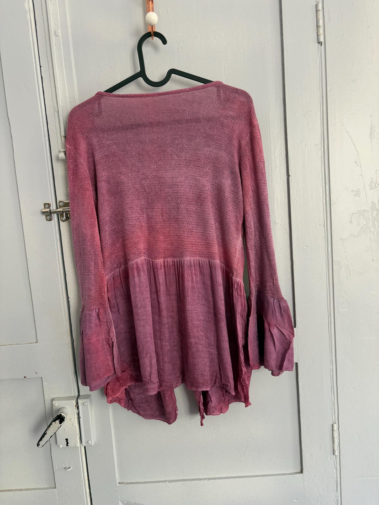 Vintage Glitter Knit Tie Top – Made in Italy – Pink & Purple Tones (Size S)