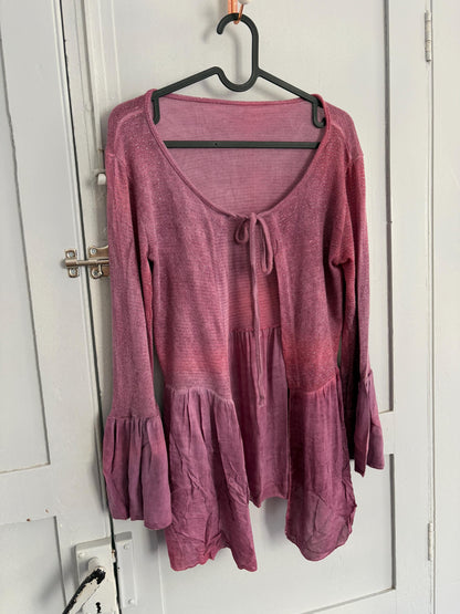 Vintage Glitter Knit Tie Top - Pink & Purple — additional view 8
