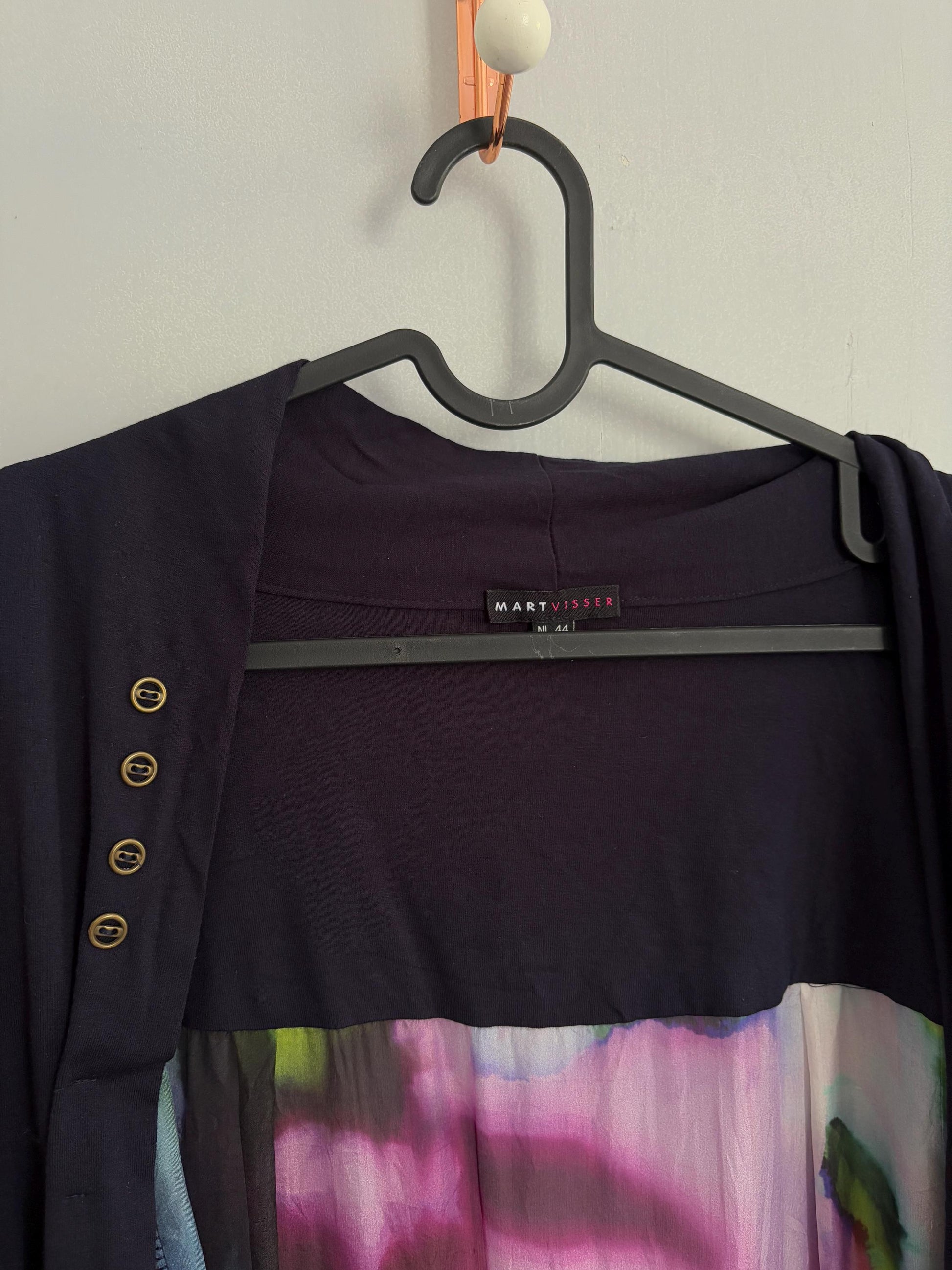 Vintage Mart Visser silk vest, Luxury designer cardigan, Lightweight summer colourful branded vest