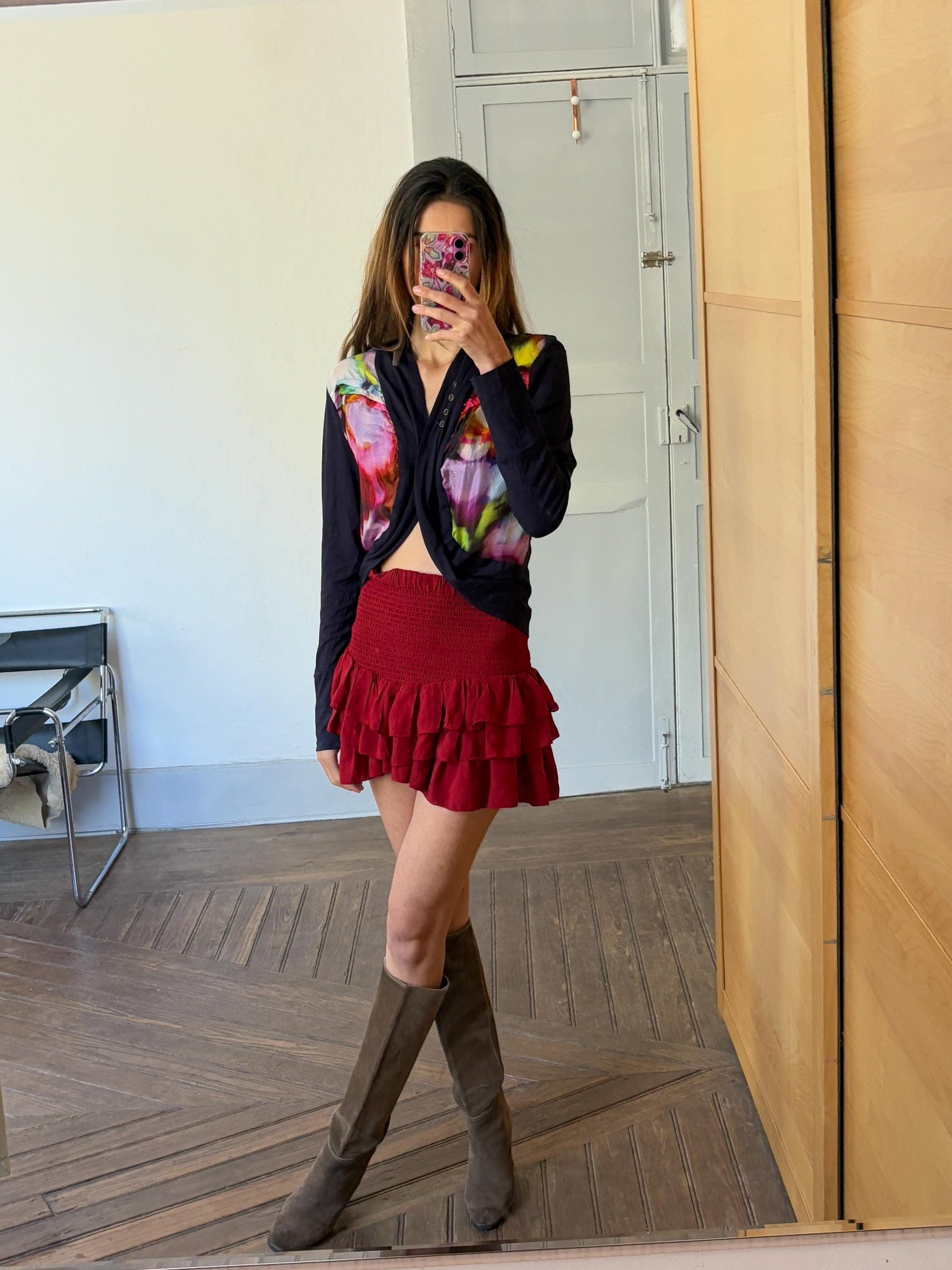 Vintage Mart Visser silk vest, Luxury designer cardigan, Lightweight summer colourful branded vest