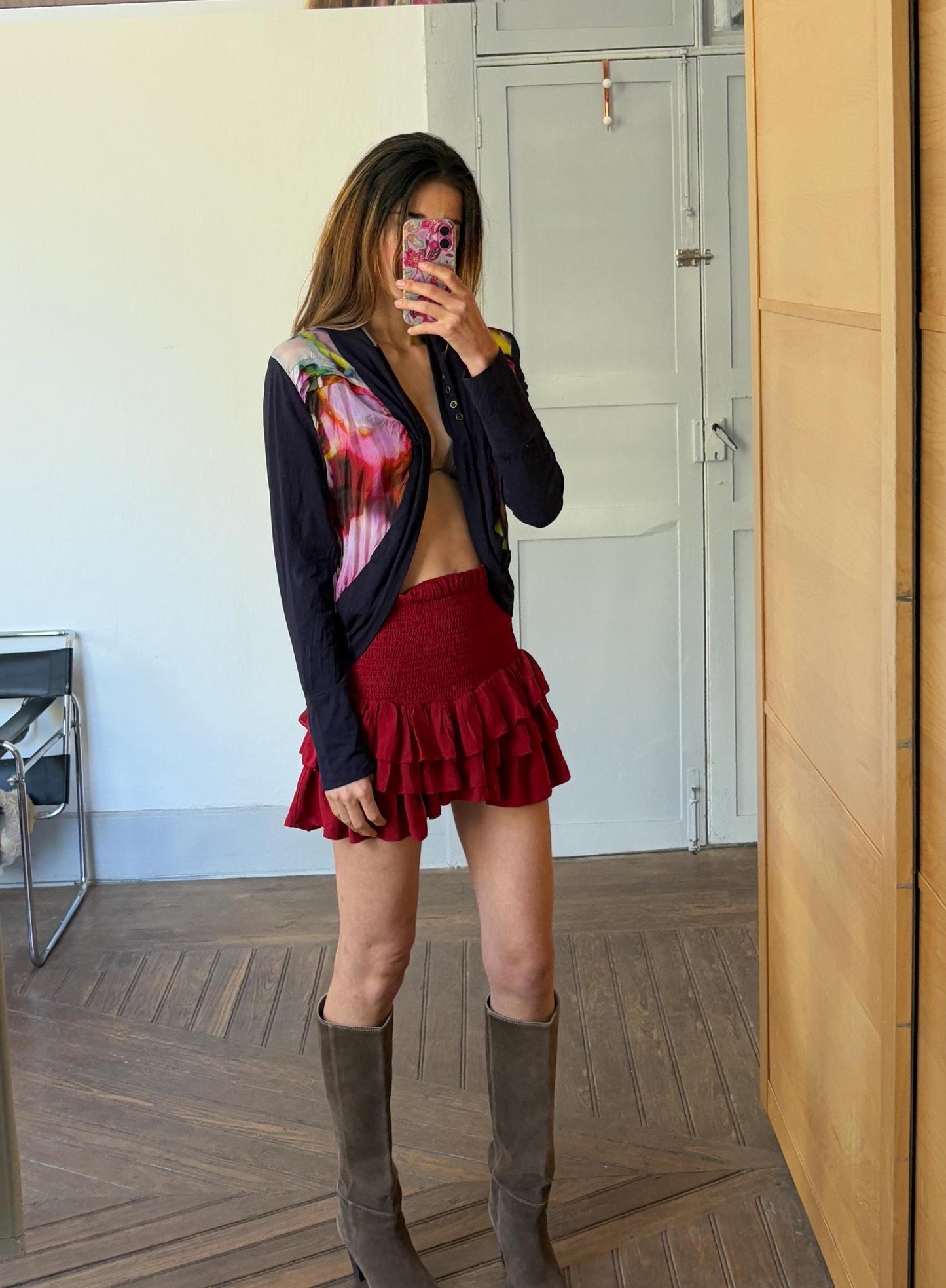 Vintage Mart Visser silk vest, Luxury designer cardigan, Lightweight summer colourful branded vest