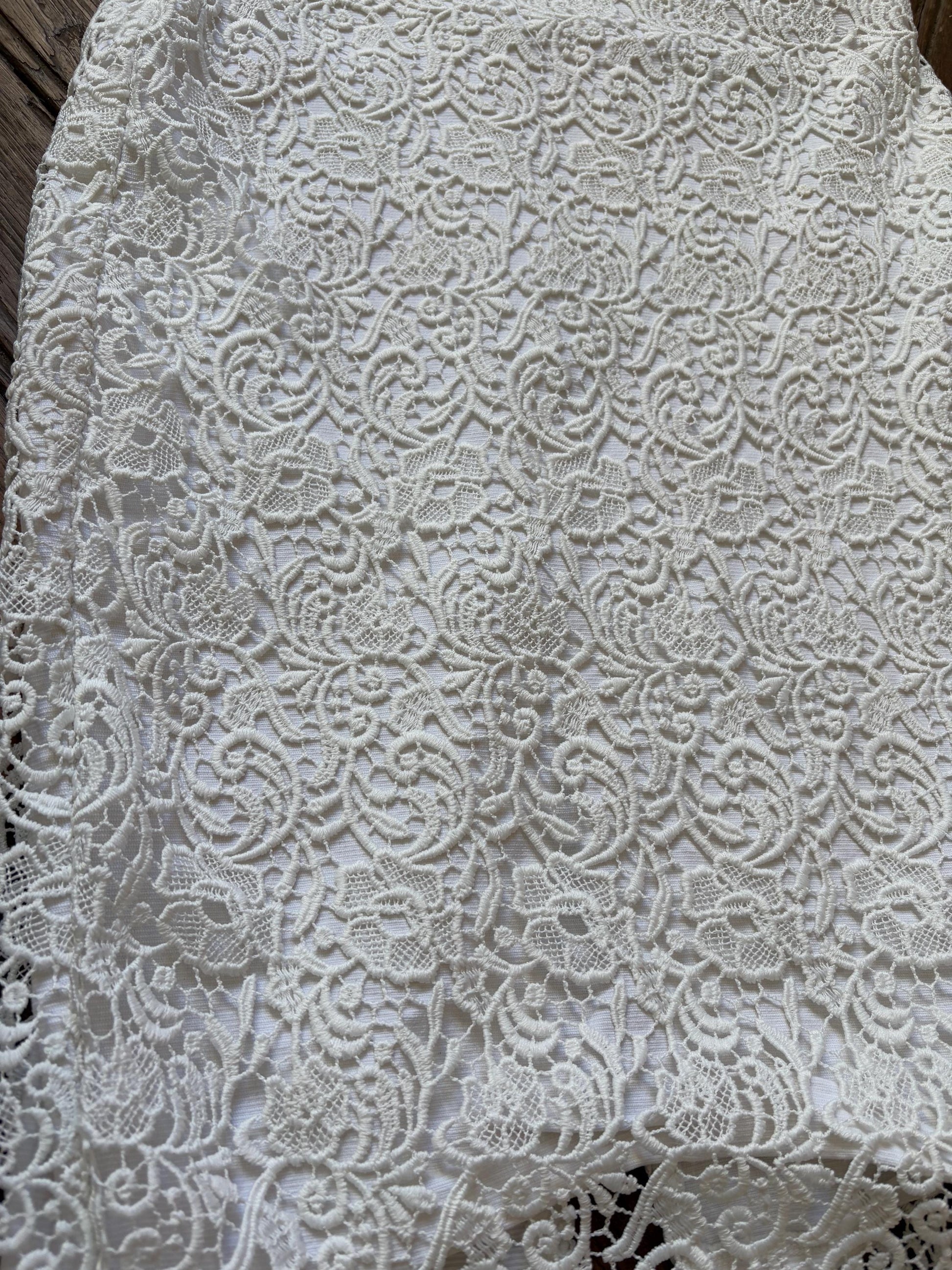 Vintage romantic floral lace white pencil skirt, Long elegant midi skirt, Lightweight vintage summer skirt, Sweet retro midi skirt