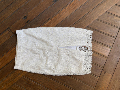 Vintage Floral Lace White Midi Skirt — additional view 10