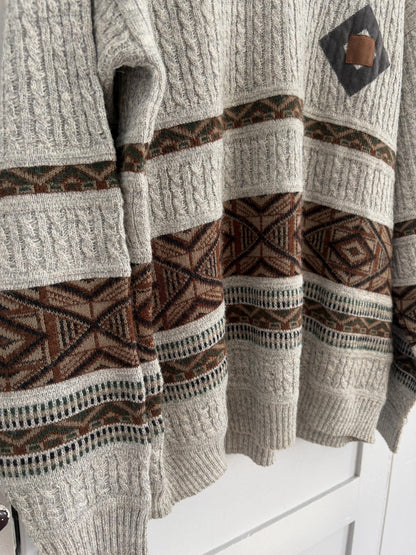 Vintage Light Grey Wool-Alpaca V-Neck Jumper — additional view 8