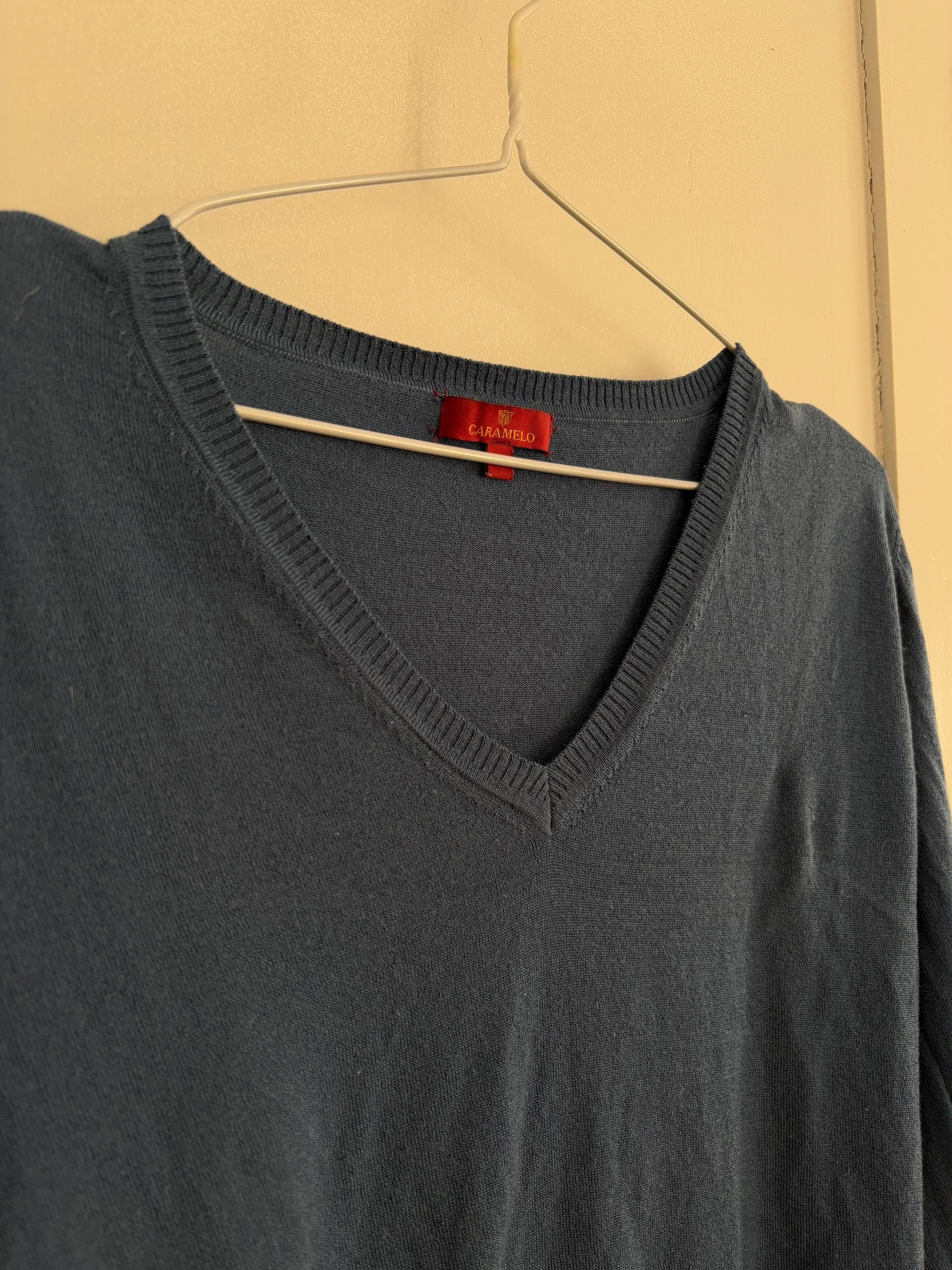 Vintage super soft MERINO WOOL jersey, Waldorf long sleeve shirt, Blue Caramelo under shirt, Luxe wool winter designer shirt, S