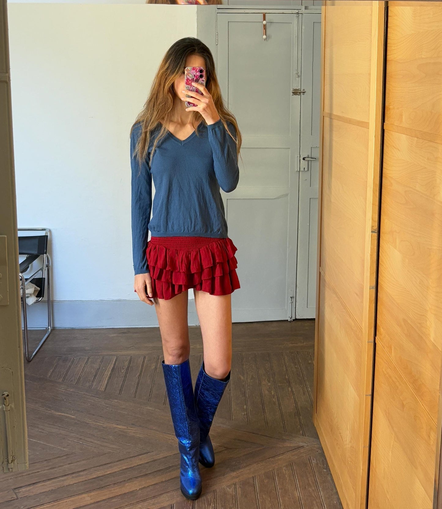 Vintage super soft MERINO WOOL jersey, Waldorf long sleeve shirt, Blue Caramelo under shirt, Luxe wool winter designer shirt, S