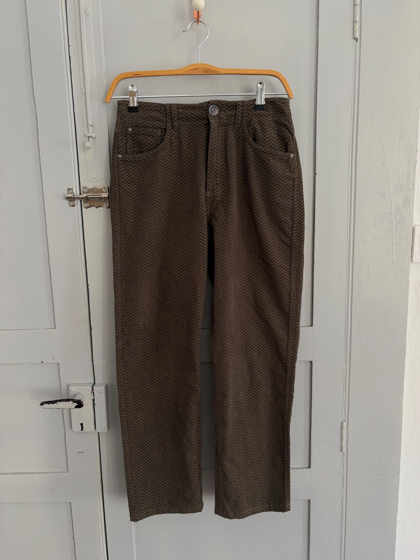 Vintage Massimo Dutti luxury trousers, Dark green mid waist cropped capri pants, Size DE 36, S