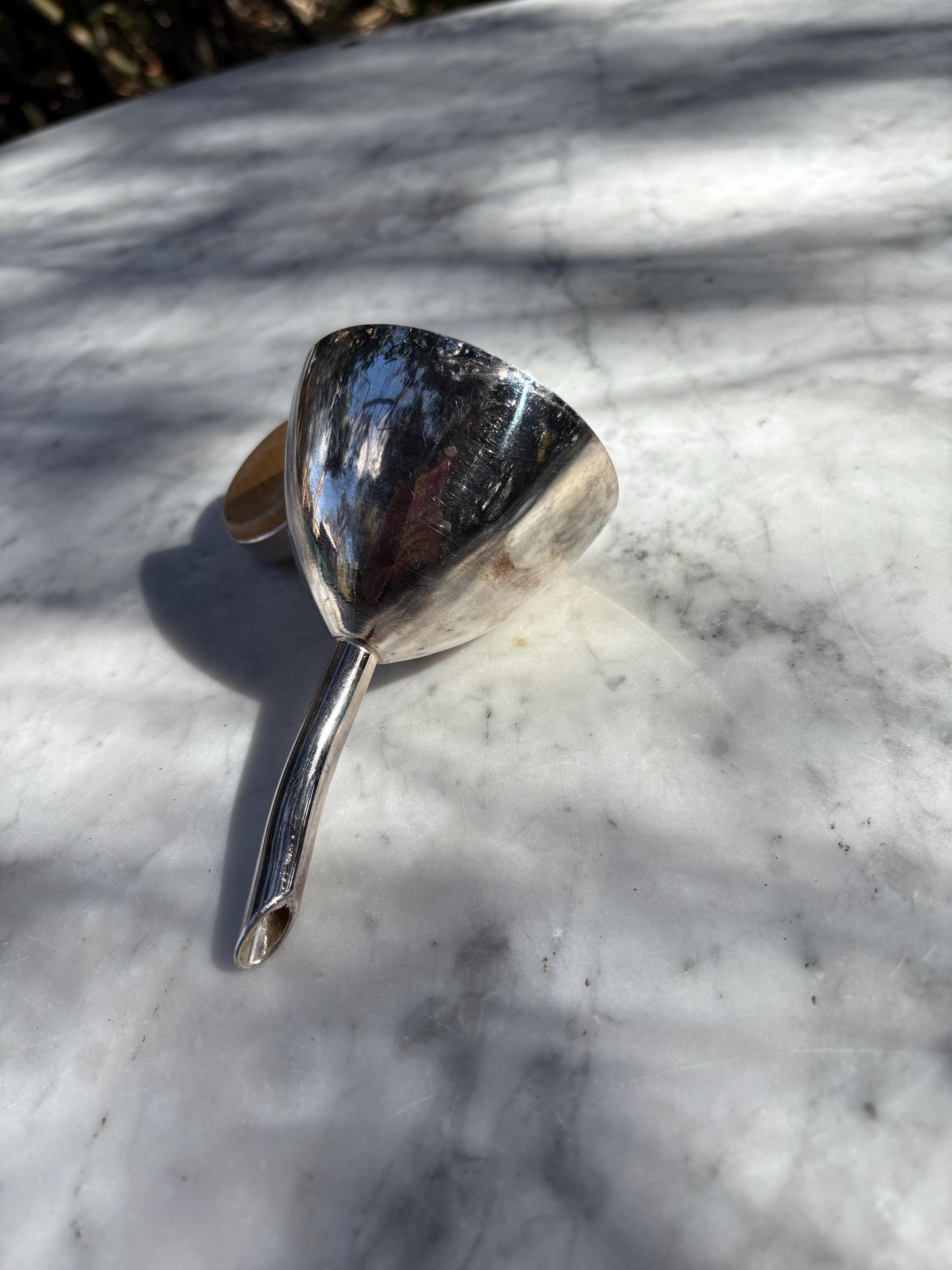Vintage Silver Plated Liquor Funnel with Wooden Cap – Elegant Barware Accessory for Decanters, Whiskey Flasks, Cocktail Lovers,