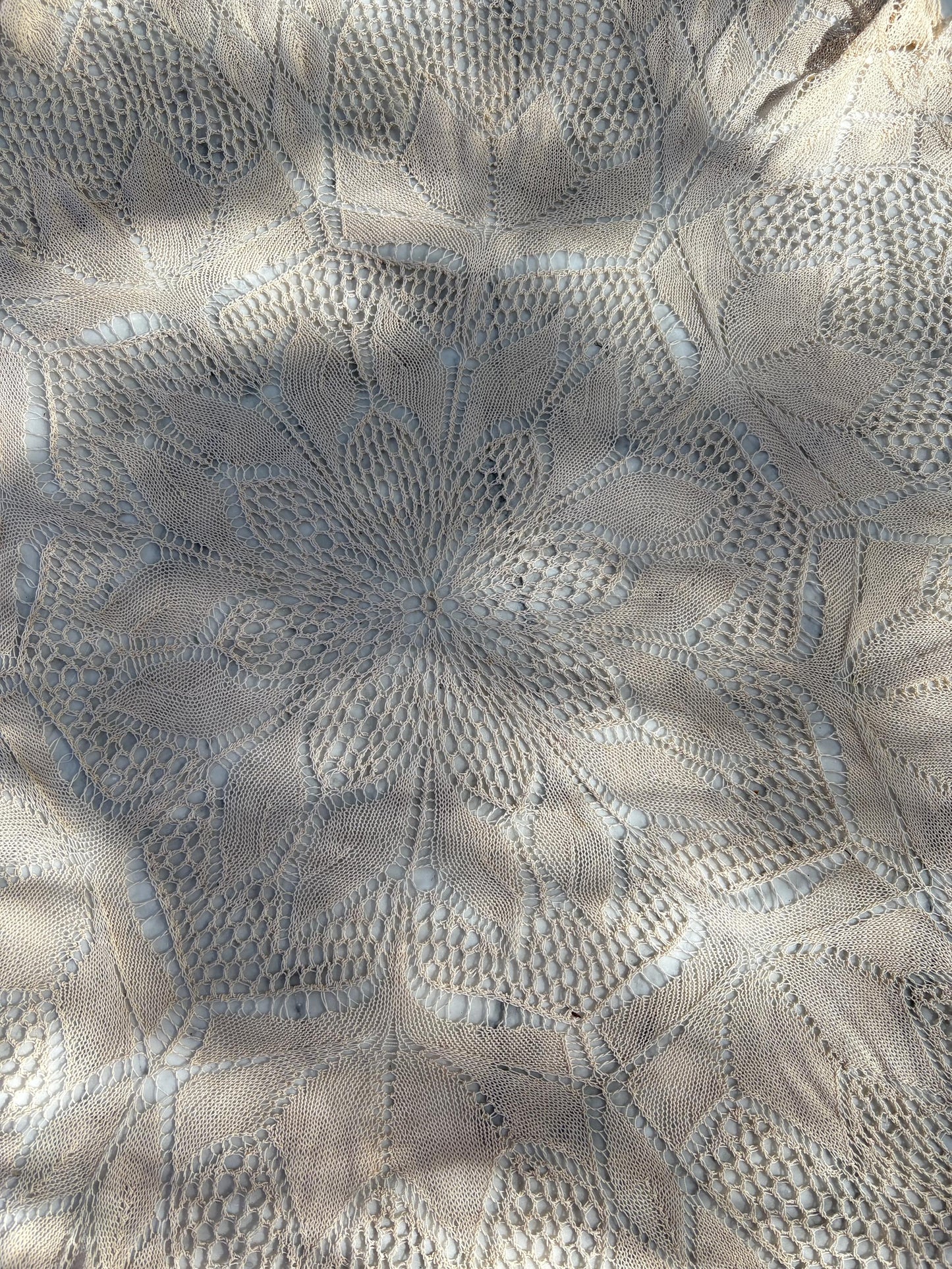 Handmade Crochet Lace Blanket, Round Lace Tablecloth, Vintage Boho Bedspread, Openwork Lace Throw, Shabby Chic Sofa Cover, Cottagecore Decor