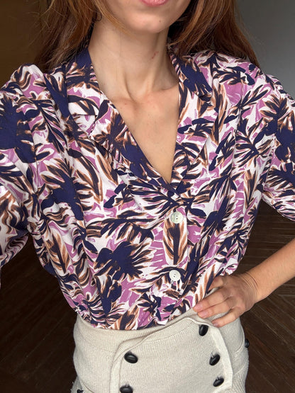 Tropical Print Hawaiian Button-Up Shirt