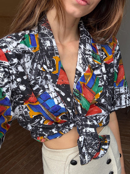Vintage 70s Abstract Button-Up Shirt — detail