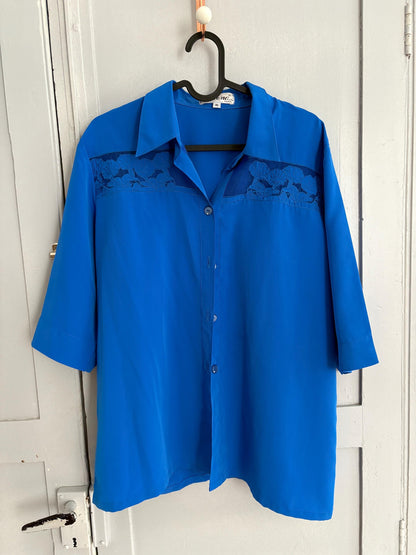 Vintage Cobalt Blue Button-Up Blouse — additional view 6