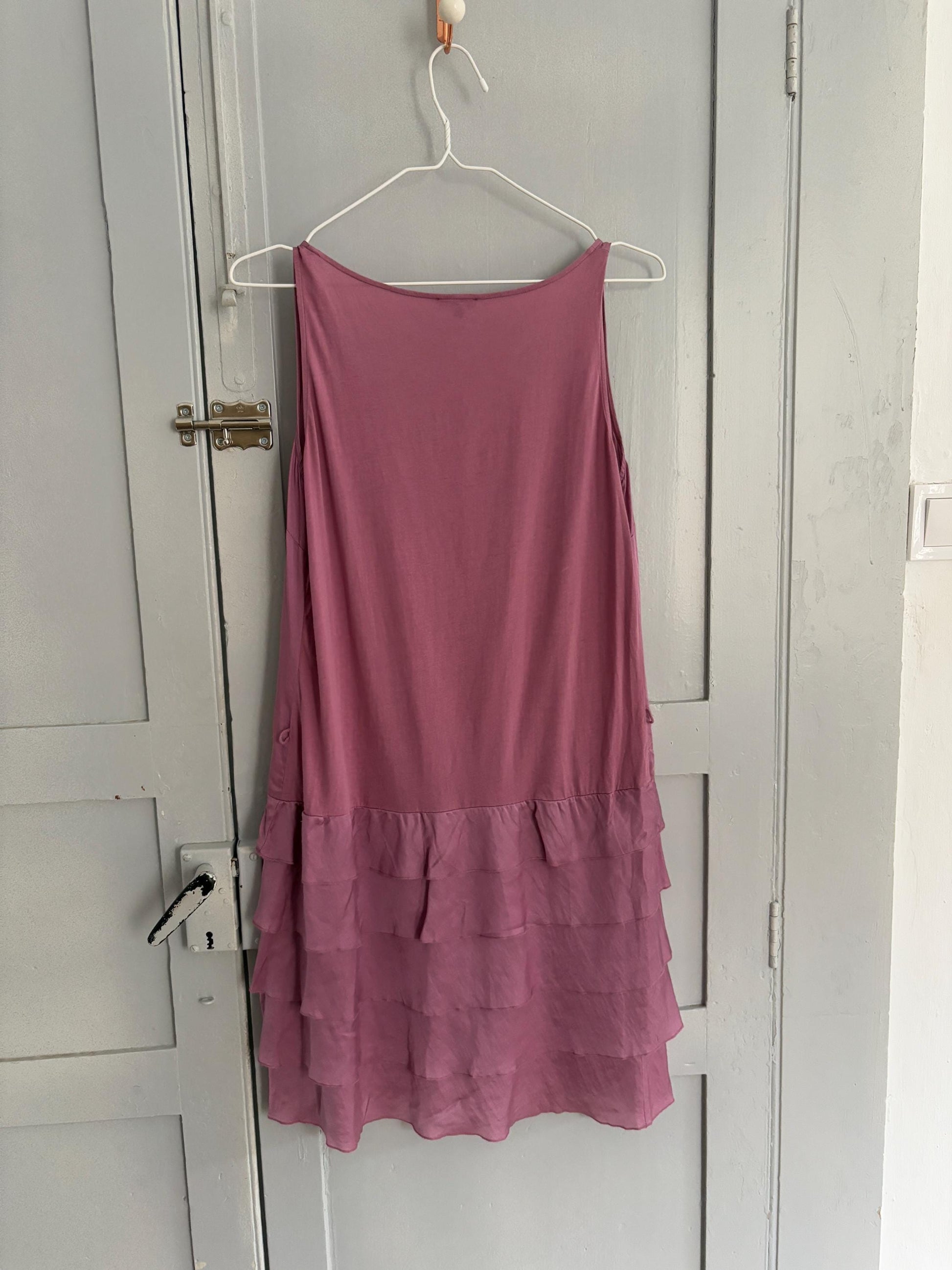Vintage pink short summer Dress, Basic sleeveless comfortable dress