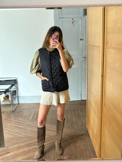 Black Quilted Vest Lloyd's, Preppy Lightweight Gilet, Vintage Layering Piece