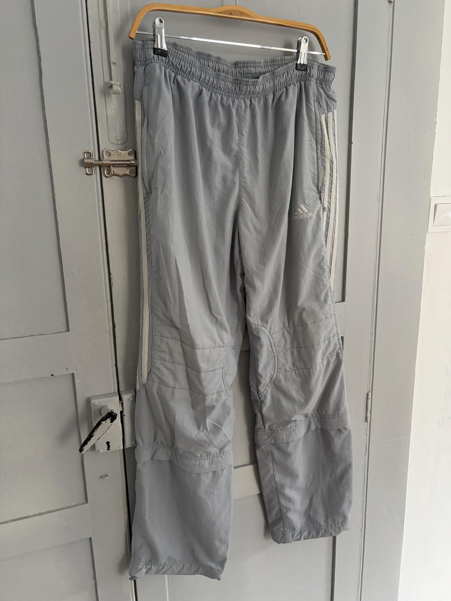 Vintage Adidas Zip-Off Training Pants – Light Blue 90s Track Pants – Convertible Cropped Joggers – UK 32 Japan L – Retro Sportswear