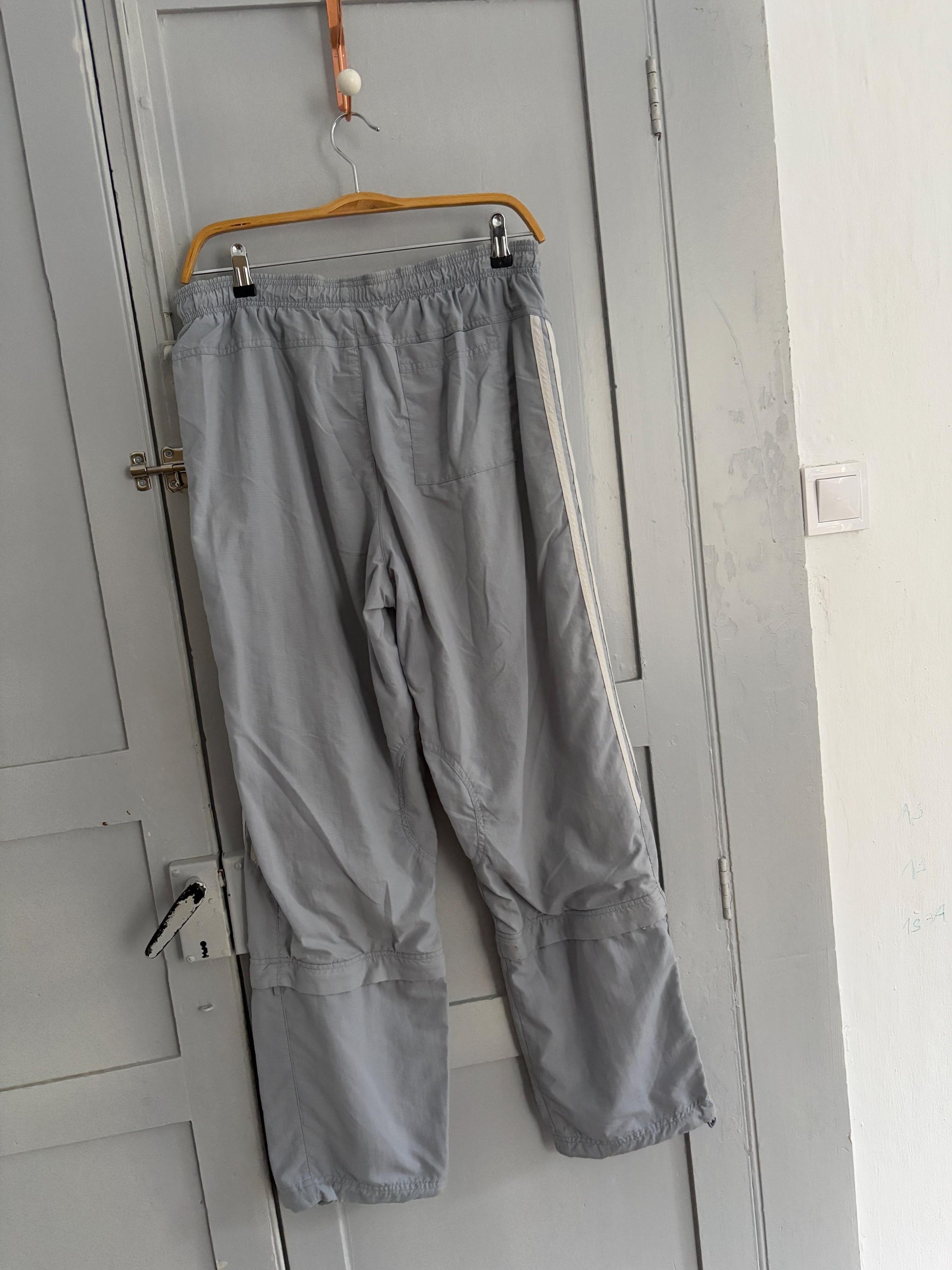 Vintage Adidas Zip-Off Training Pants – Light Blue 90s Track Pants – Convertible Cropped Joggers – UK 32 Japan L – Retro Sportswear
