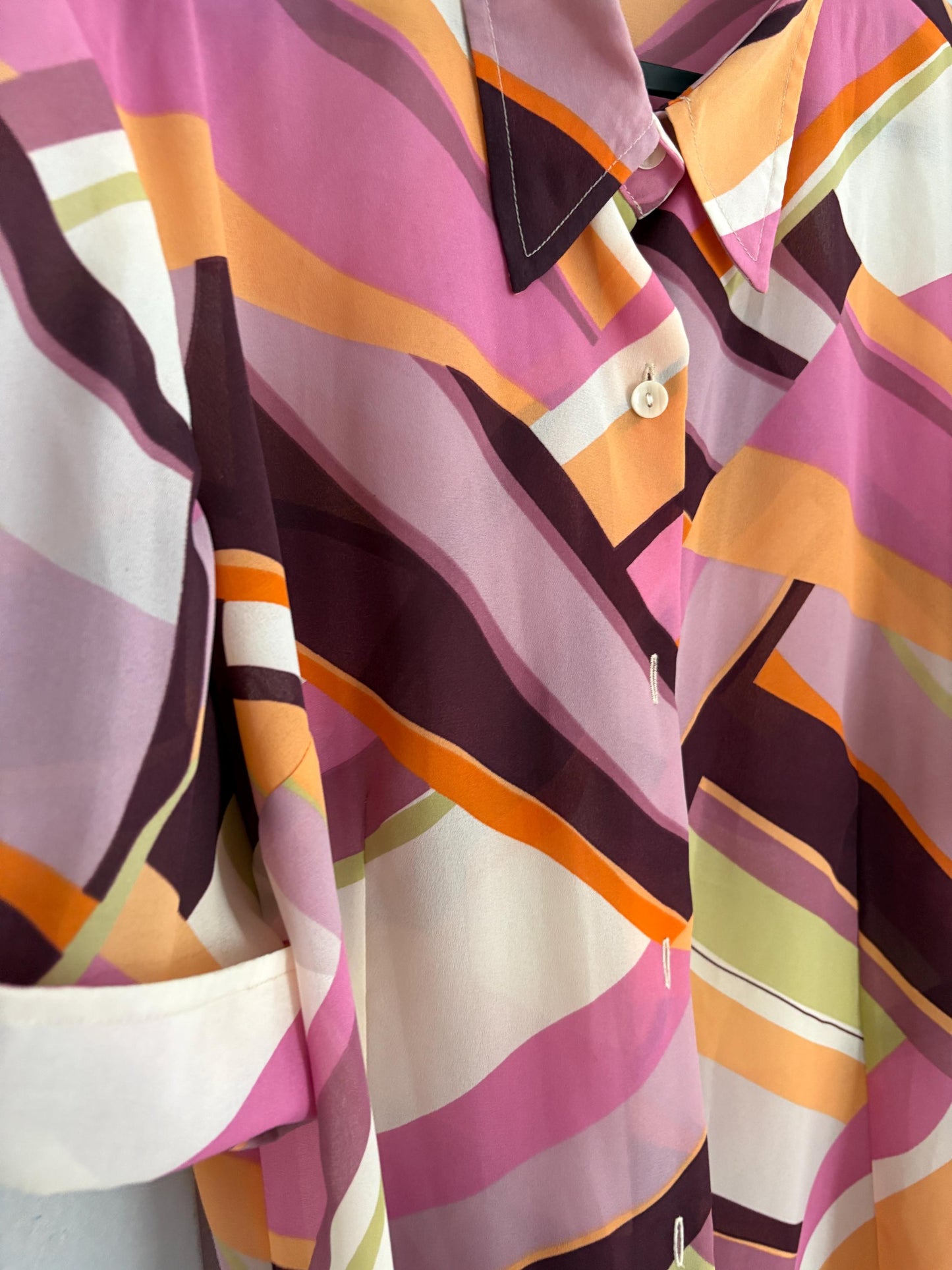 Vintage Colourful pink Shirt, Abstract feast of colours Print Button Up, Short Sleeve Summer Shirt, Unisex Relaxed Fit,