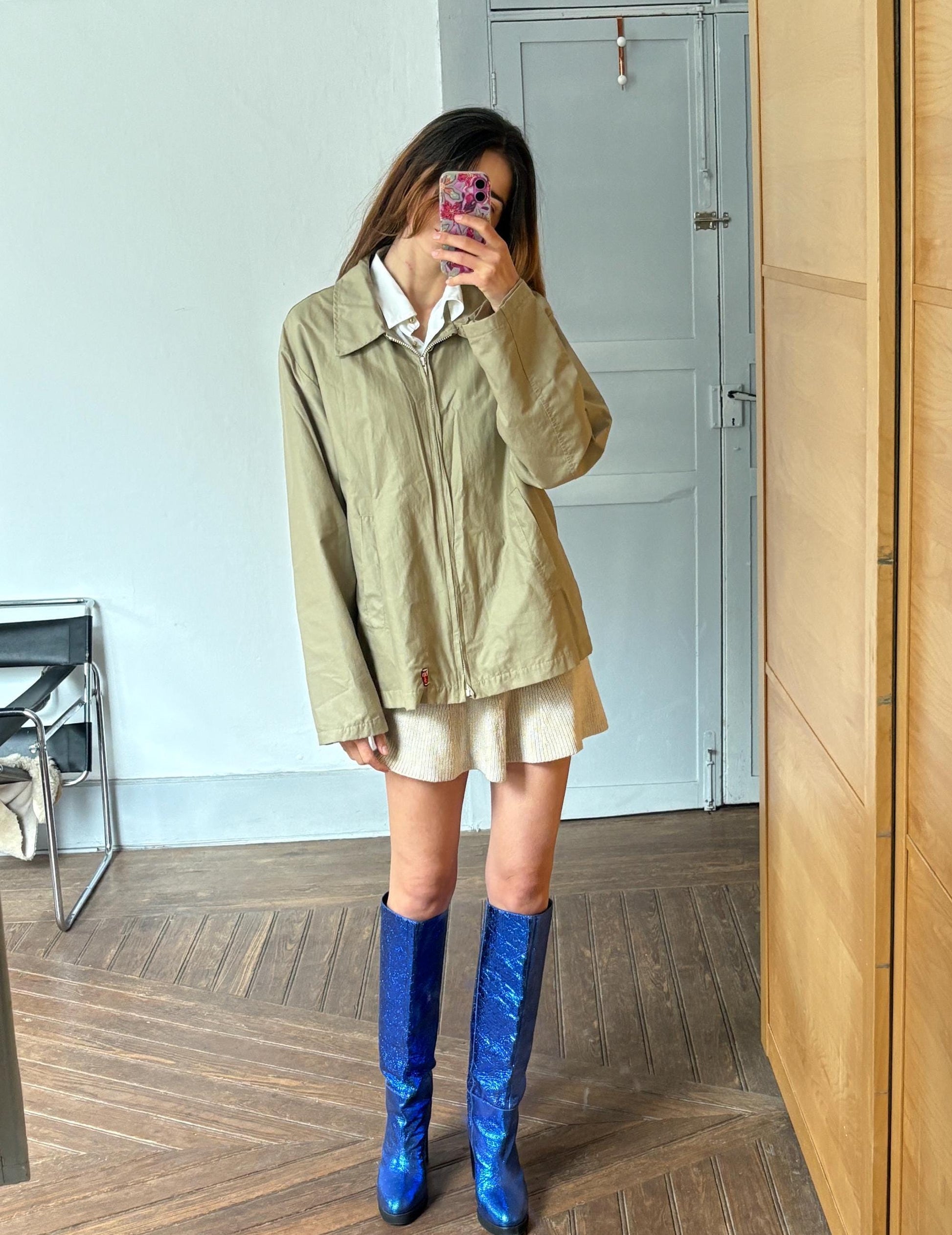 Vintage Coca-Cola Light Windbreaker, 90s Beige Zip-Up Jacket, Retro Lightweight Coat, Spain Exclusive, Size XL, Made in Spain