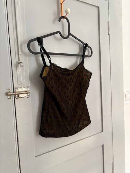 Vintage Black Lace Floral Camisole — back view