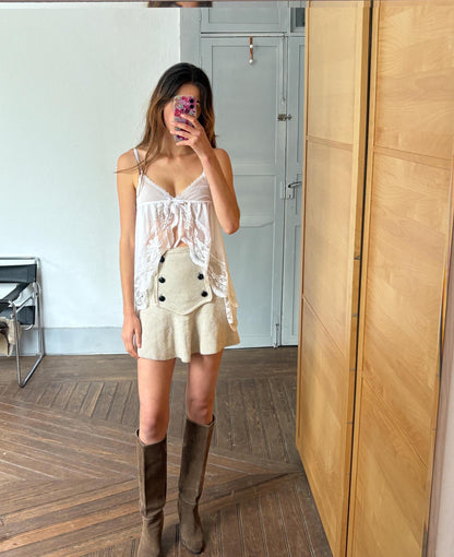 Vintage Sheer White Babydoll Top — detail