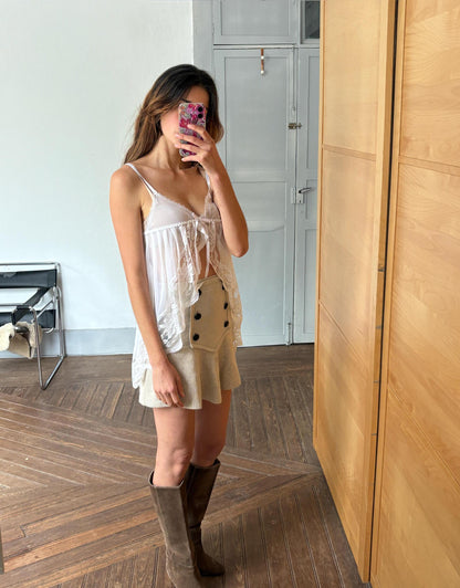 Vintage Sheer White Babydoll Top — back view