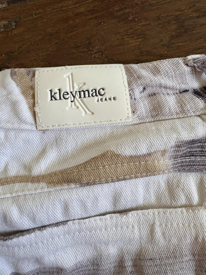 Vintage Kleymac printed jeans, artistic Y2K straight-leg pants, statement high-waisted denim, bold retro aesthetic, Linea Kleymac Sport