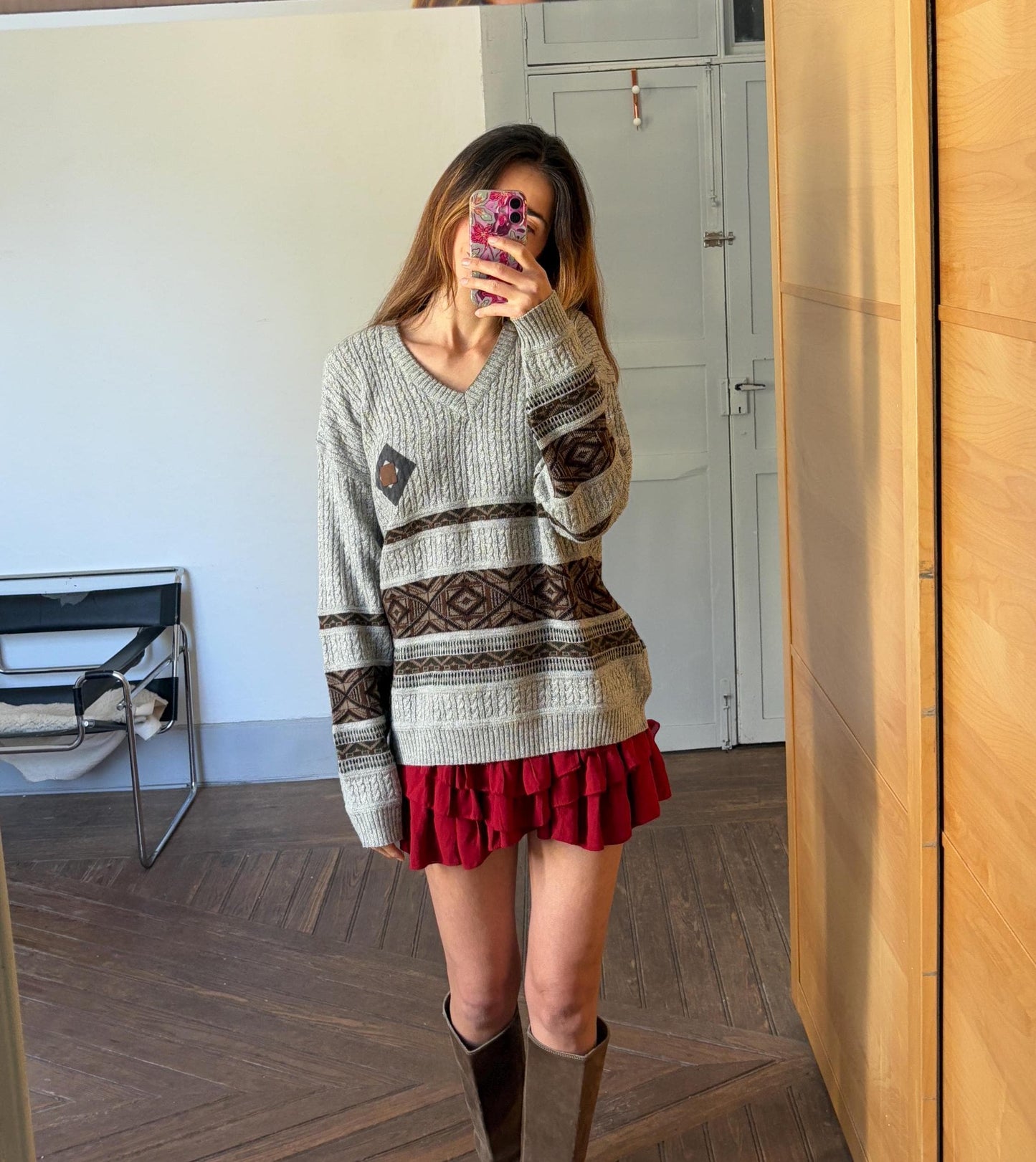 True Vintage light grey jumper by Surf Club, Wool and alpaca blend v neck pullover, Made in Italy retro knit vest