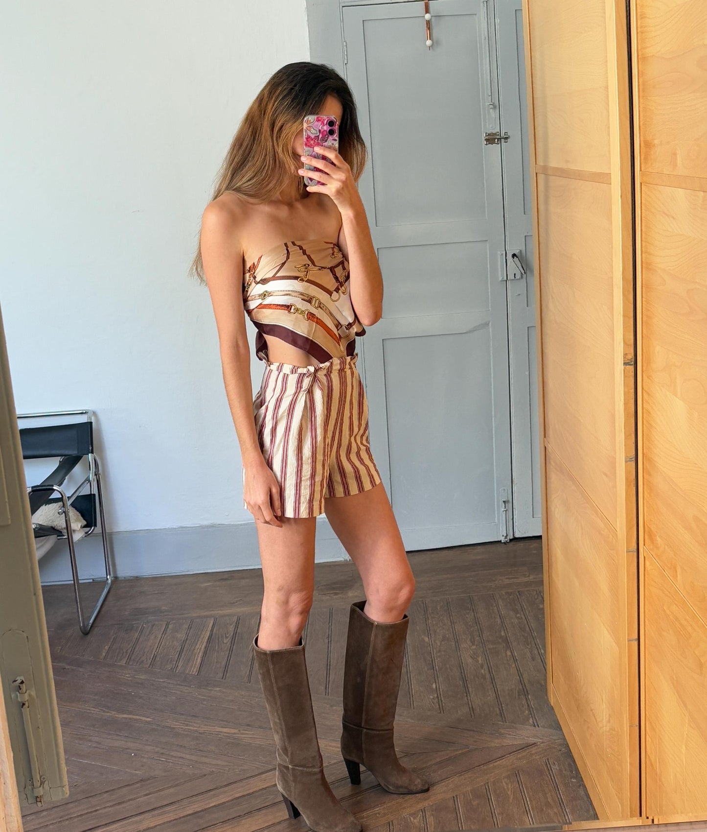 Vintage striped Berenice Paris high waist shorts, 100 % cotton French girl summer pants, Cute Emily in Paris style clothing