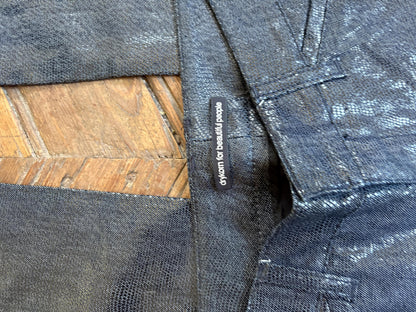 Vintage Metallic Black Pants, Drykorn Slim Fit Trousers