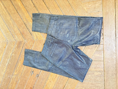 Vintage Metallic Black Pants, Drykorn Slim Fit Trousers