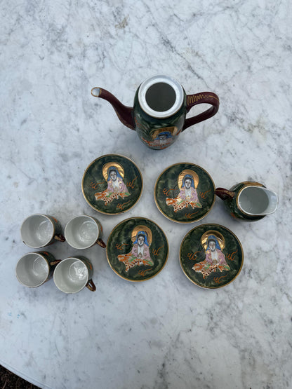 Vintage Kutani Moriage Tea Set, 1920s-1940s — back view