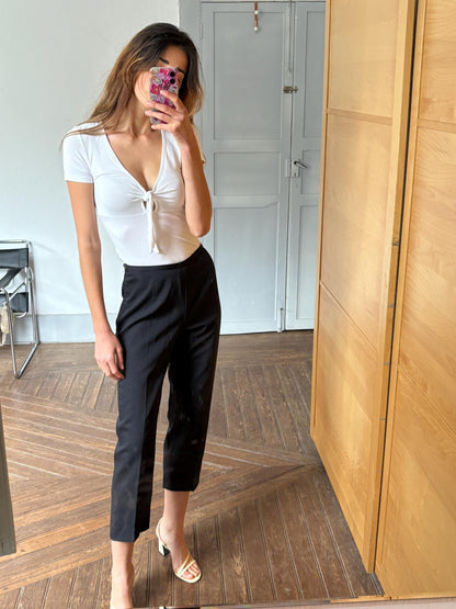 Vintage Black Wool High-Waisted Pants — back view