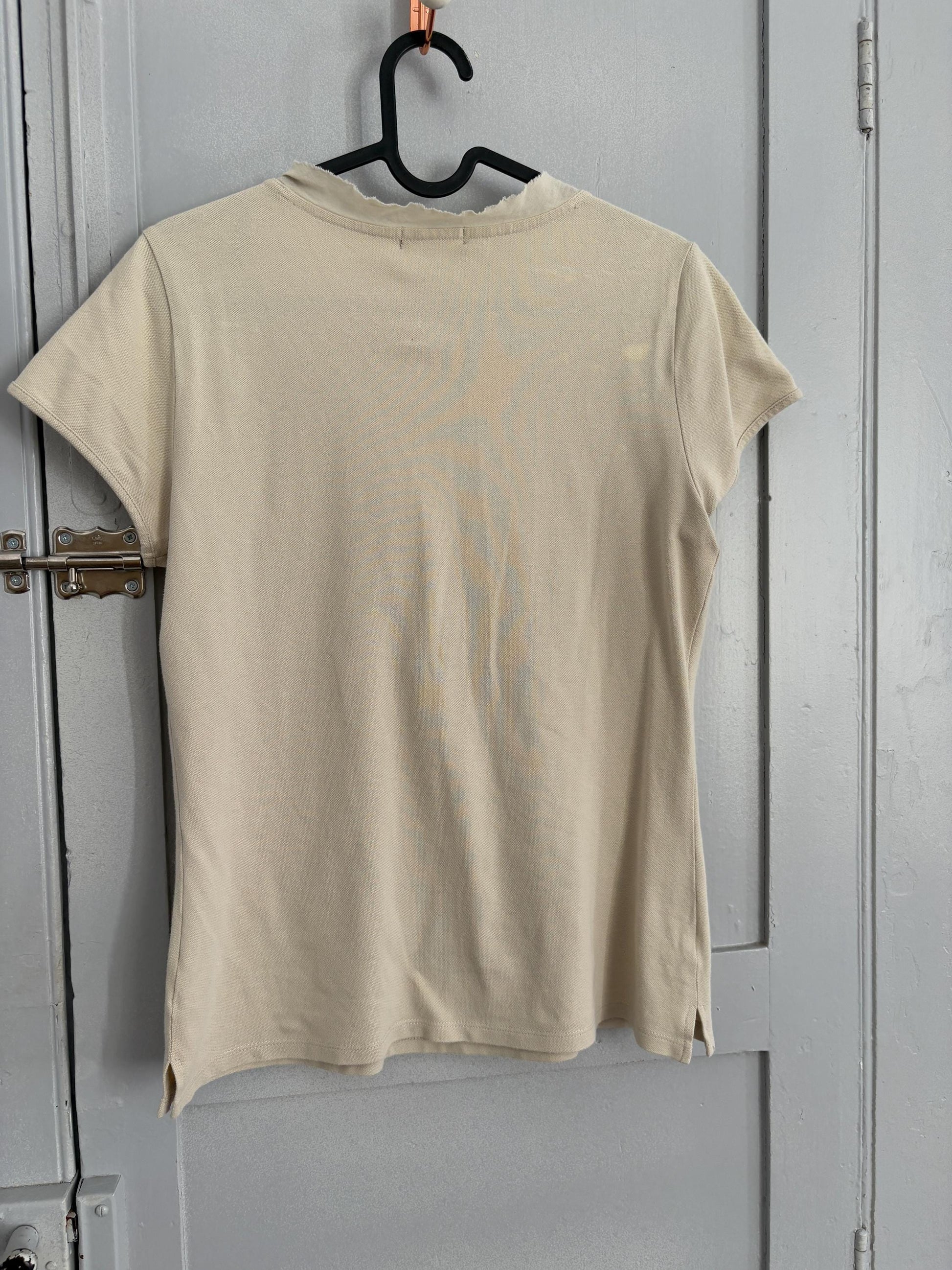 Vintage cotton ruffle top, Luxury formal t-shirt, Eggshell off white elegant top