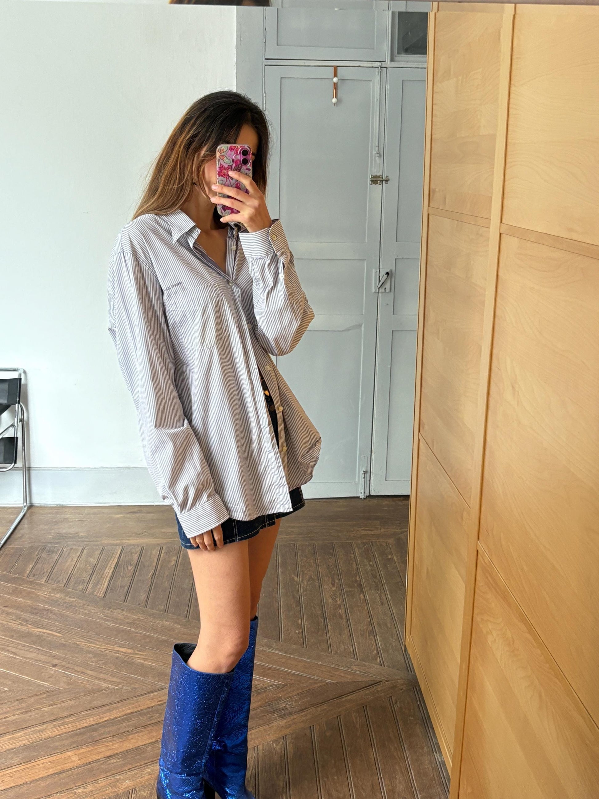 Vintage Armani Jeans Striped Shirt – Oversized Fit, 100% Cotton, Size XXL / US XL, Classic Button-Up