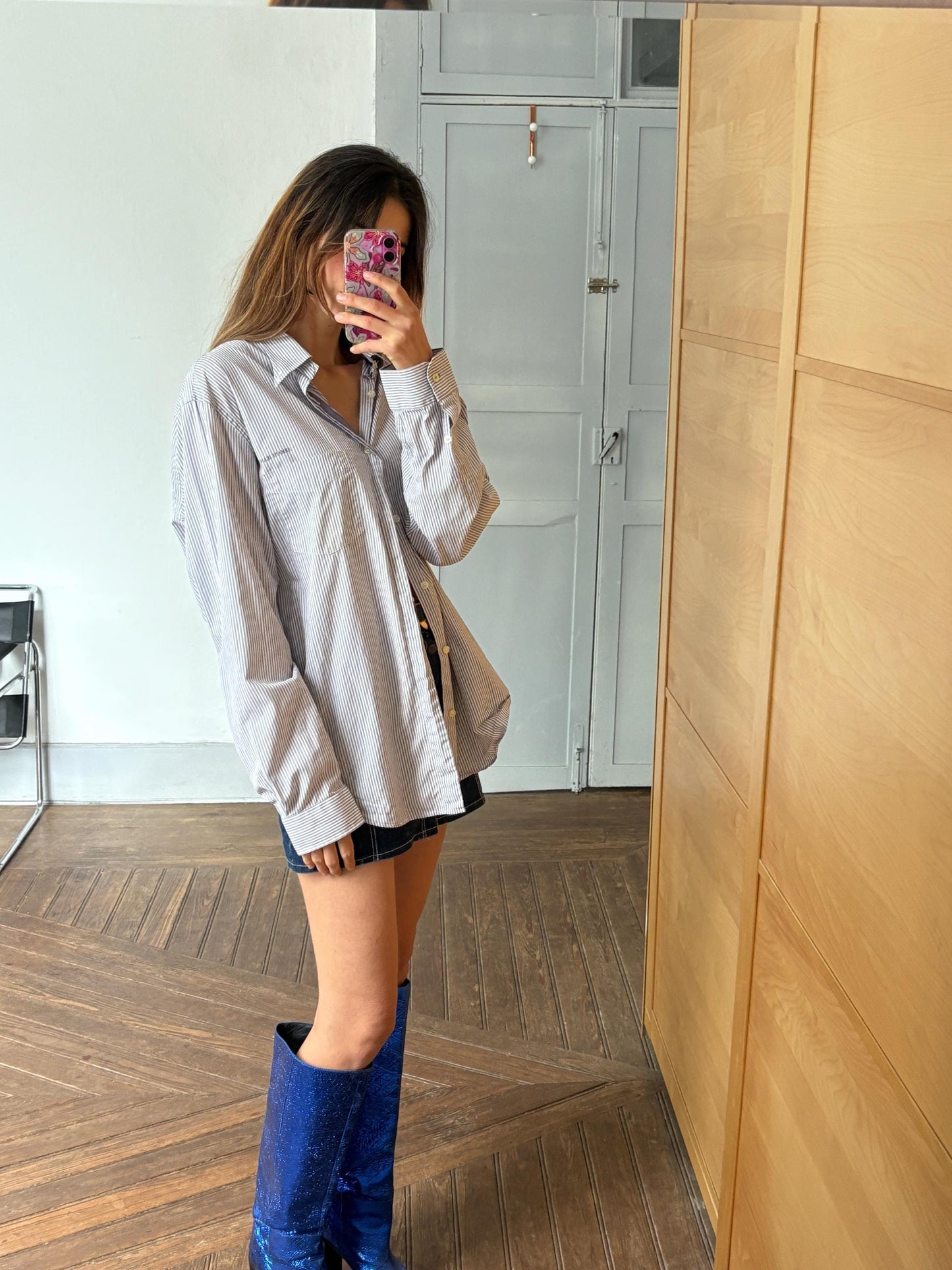 Vintage Armani Jeans Striped Shirt – Oversized Fit, 100% Cotton, Size XXL / US XL, Classic Button-Up